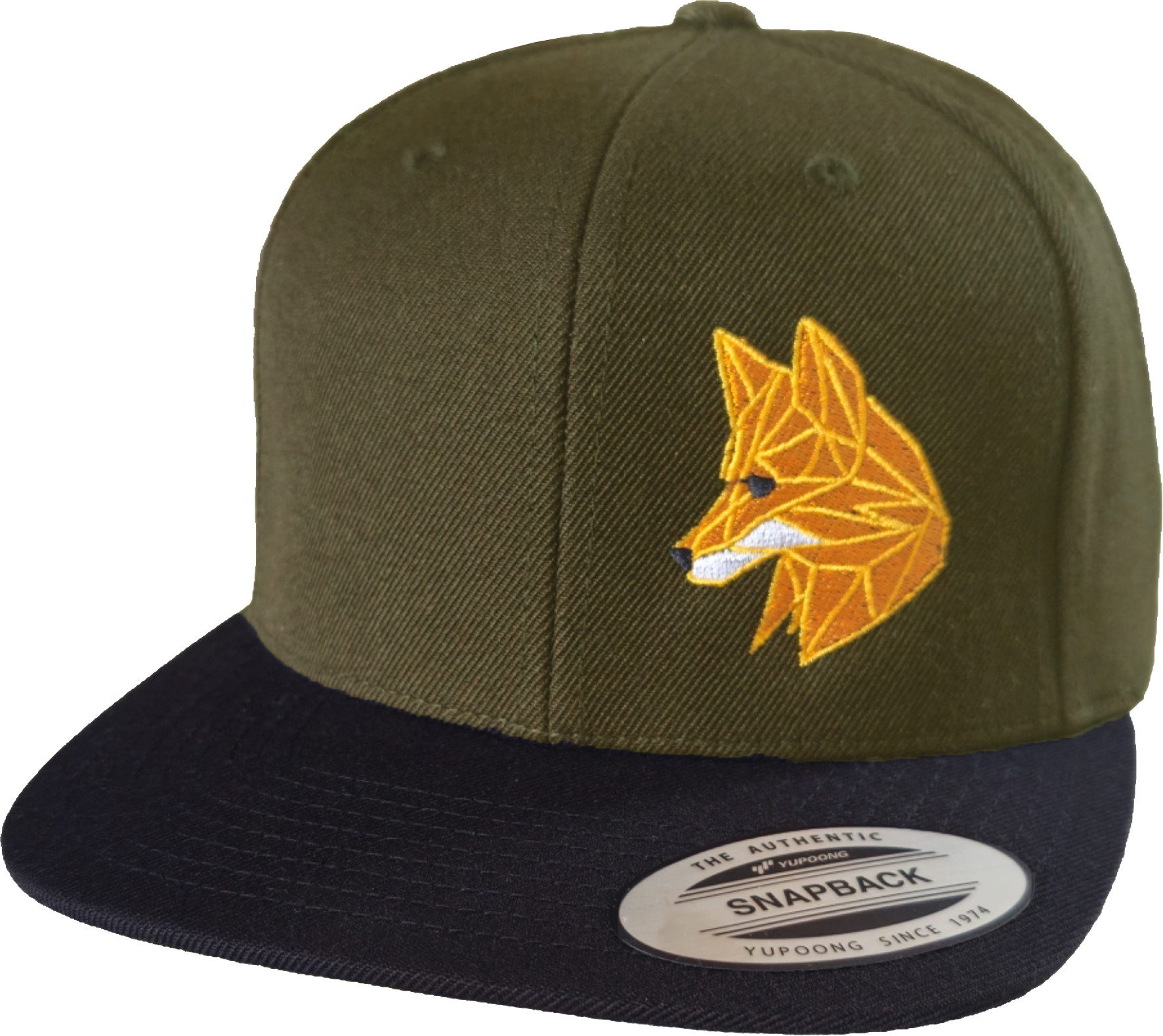 Baddery Snapback Cap Flexfit Outdoor Cap "Polygon Fuchs" - für Jagd, Wandern und Klettern, Stick, One Size Einheitsgröße, Snapback-Verschluss