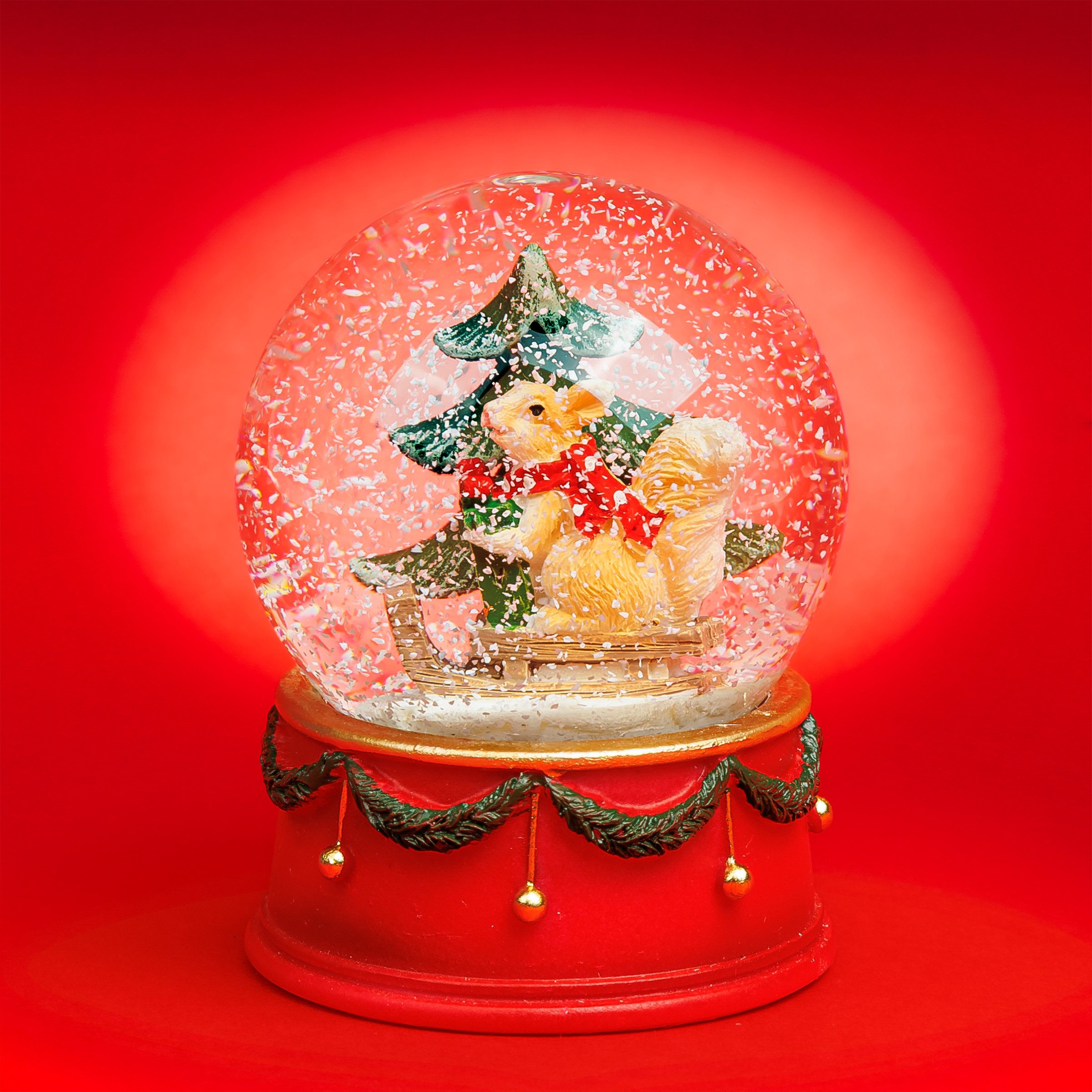 SIKORA Schneekugel SK25 Mittelgroße Glas Schneekugel Eichhörnchen D:65mm