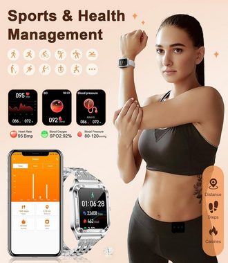 Lige Fur Damen, Touchscreen, Gesundheitsüberwachung Smartwatch (1.57 Zoll, Andriod iOS), Mit Blutdruck/Herzfrequenz/Menstruation, 21 Sportmodi, Rechteckige