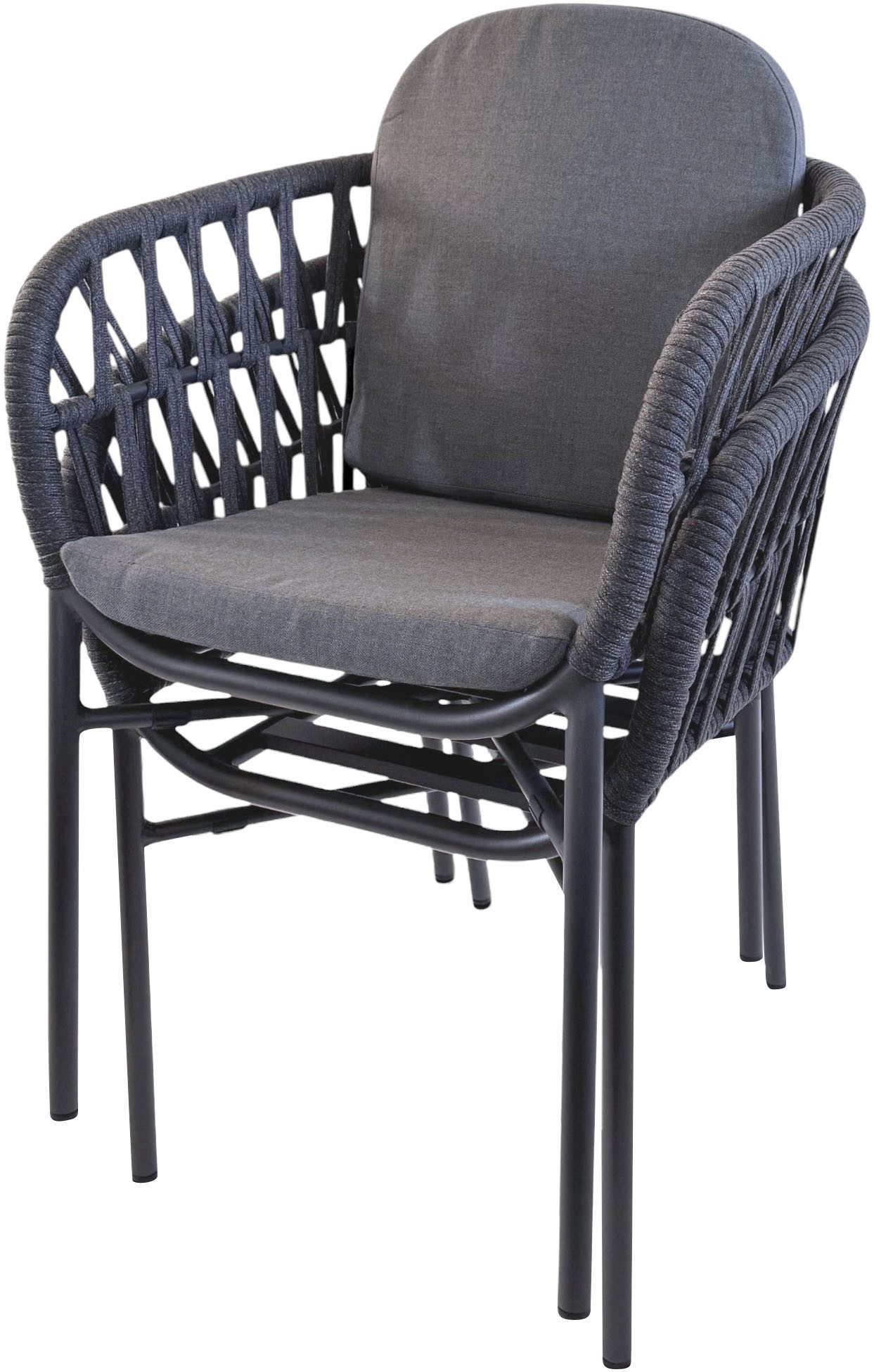 Destiny Gartensessel COMO (Set, 2-St), stapelbar, anthrazit meliert, Polster grau