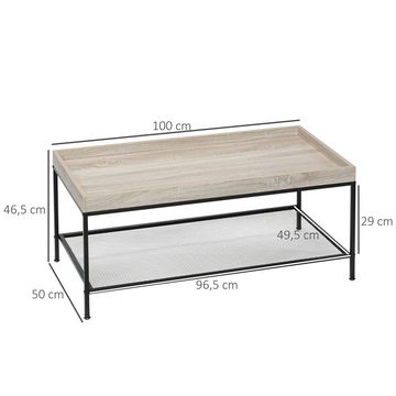 HOMCOM Couchtisch erhöhter Rand, Gitterablage, 100 x 50 x 46,5cm (Set, 1-St., 1 x Couchtisch; 1 x Anleitung), Breite 100 cm