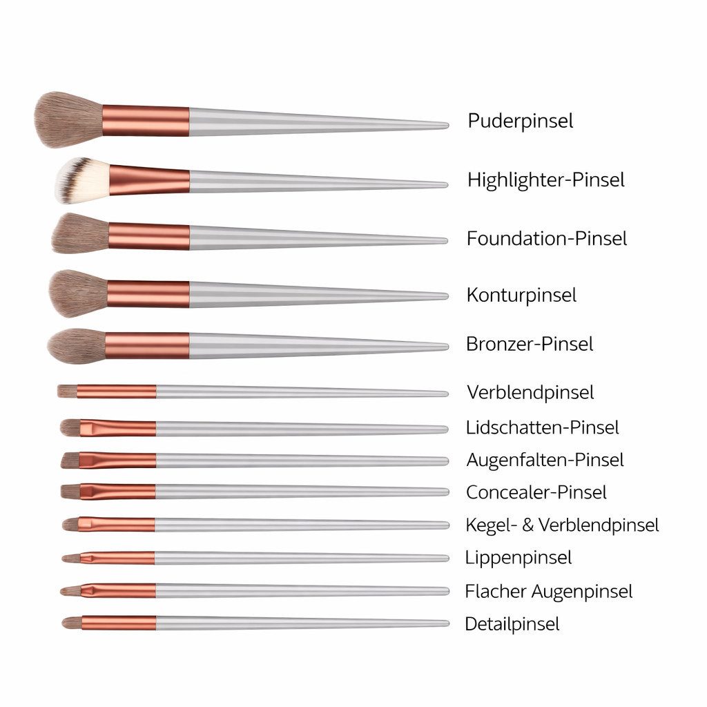 ILOKEN Make-up Set Make-up-Pinselset mit Stoffbeutel, 13-tlg. flauschig, 13-tlg, 13-teilig; flauschige Pinsel; inklusive Stoffbeutel