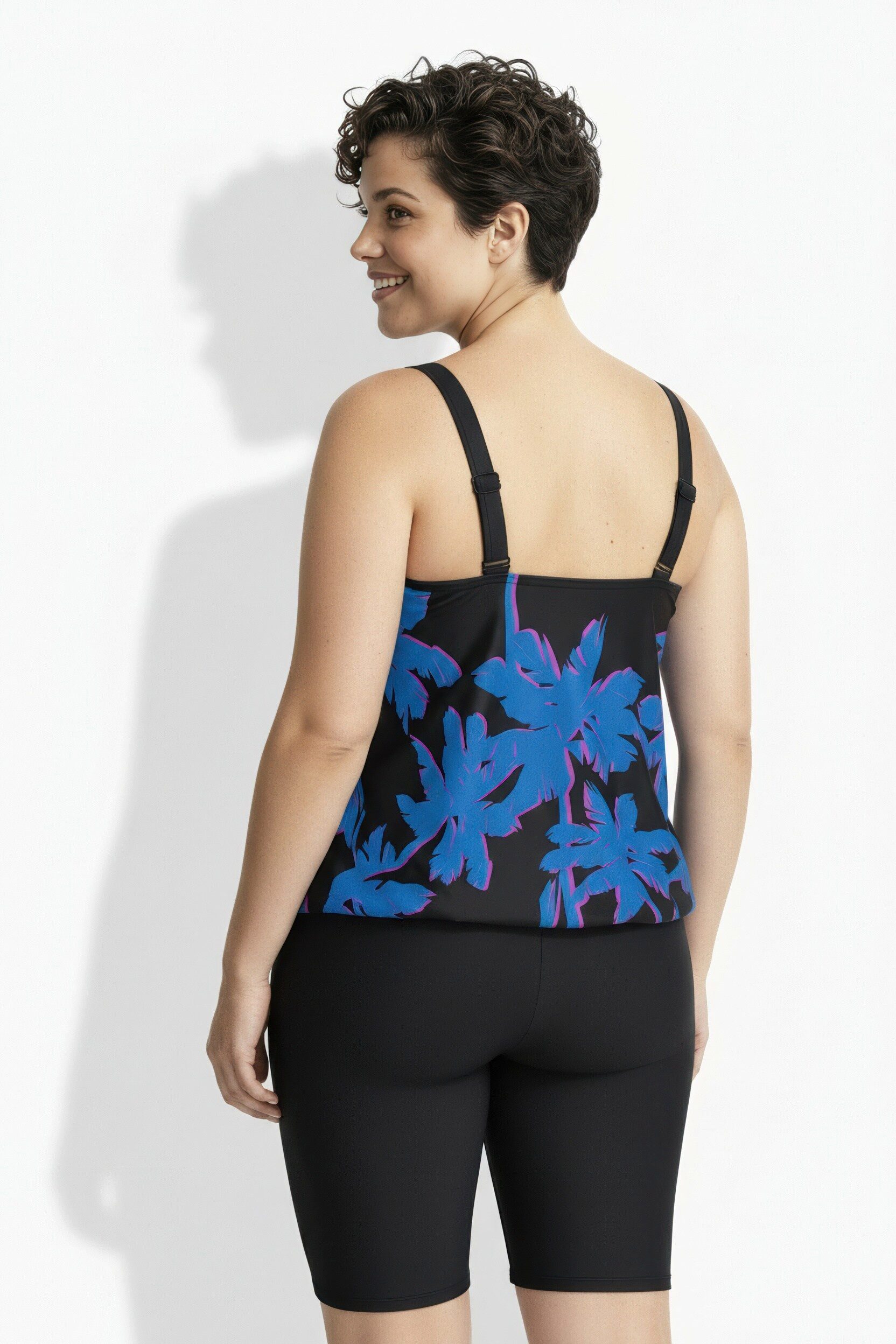 Ulla Popken Soft-BH Tankini mit Shorts Palmen Softcups