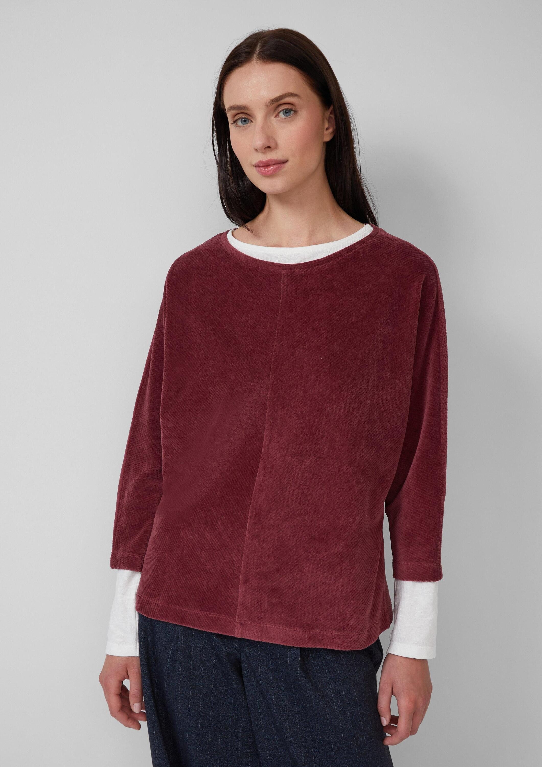 s.Oliver 3/4 Arm-Pullover Sweatshirt Cord-Shirt mit Teilungsnaht und Fleder günstig online kaufen