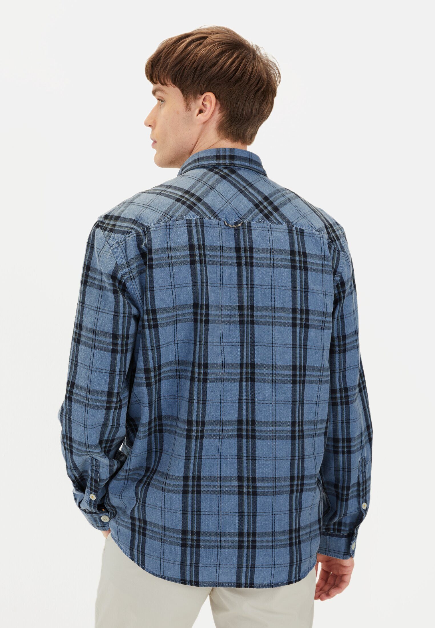 camel active Karohemd aus reiner Baumwolle Langarm Kentkragen Kentkragen günstig online kaufen