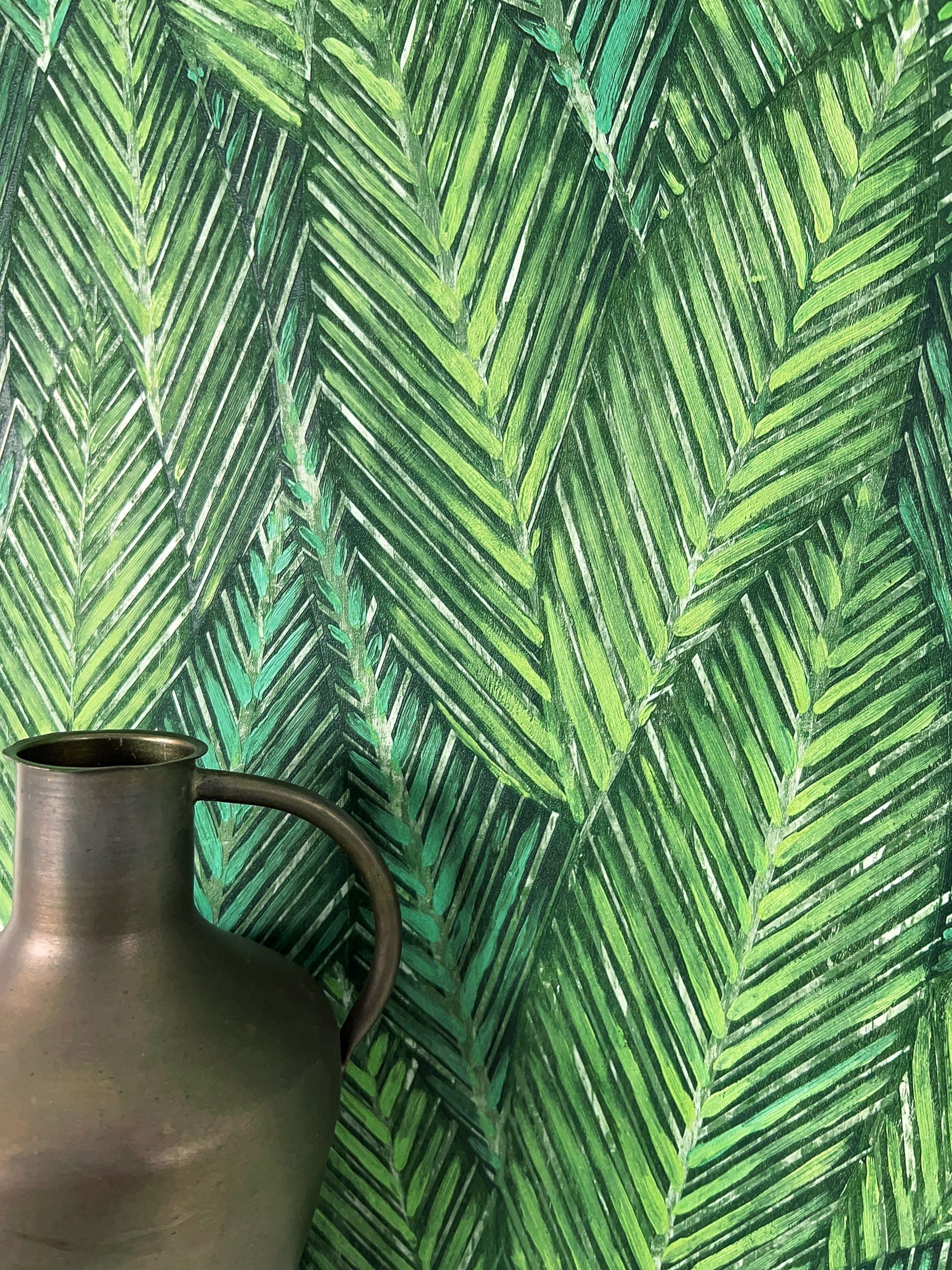 Newroom Vliestapete, Grün Tapete Modern Dschungel - Mustertapete Dschungeltapete Grau Creme Tropisch Floral Blätter Bananenblätter für Wohnzimmer Schlafzimmer Küche