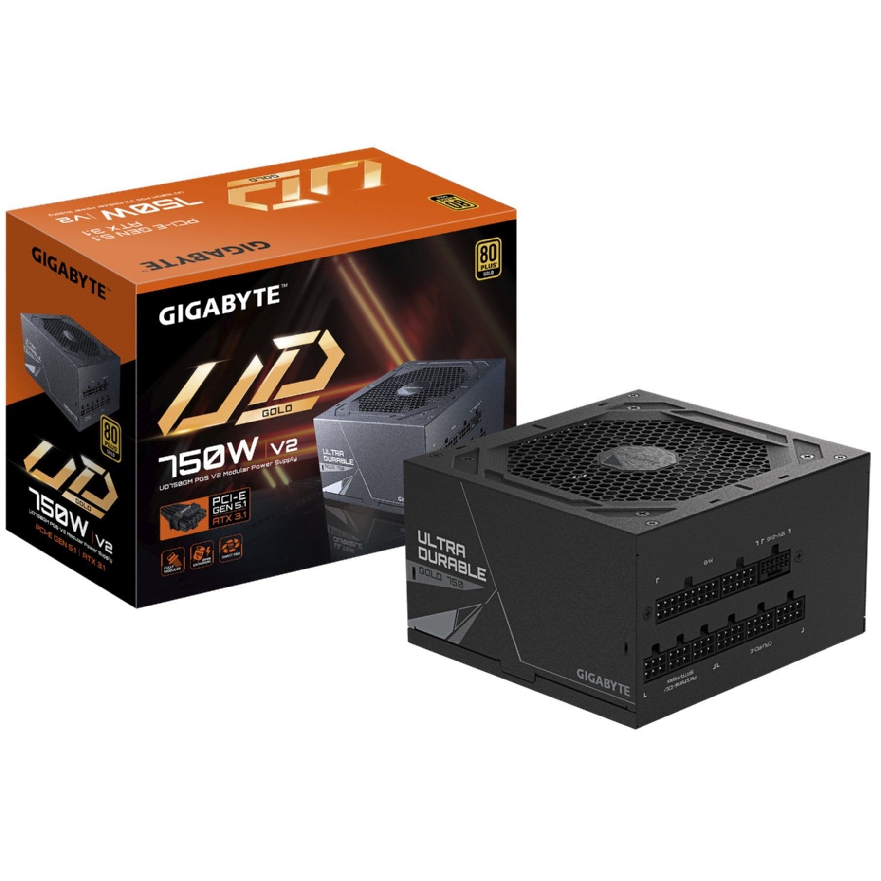 Gigabyte UD750GM PG5 V2 Netzteil – PCIe Gen 5.1, 80 PLUS Gold, Vollmodulares De Netzteil