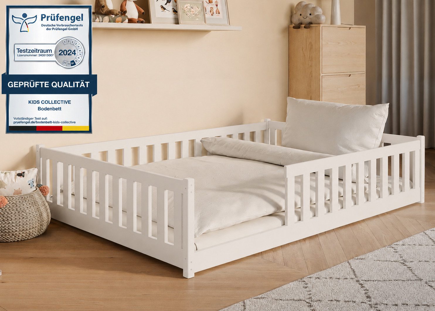 Kinderbett Bodenbett Bett mit Rausfallschutz & Lattenrost Montessori Bett Kinder