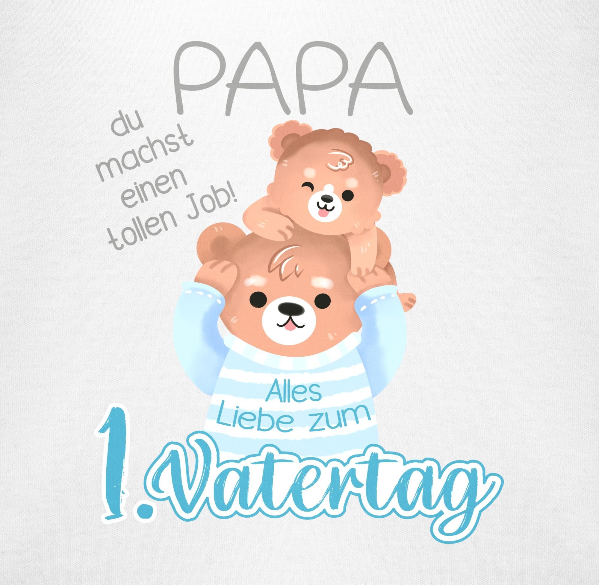 Shirtracer Shirtbody Alles Liebe zum 1. Vatertag - Papa Bär und Baby Bär - grau Geschenk Vatertag Baby