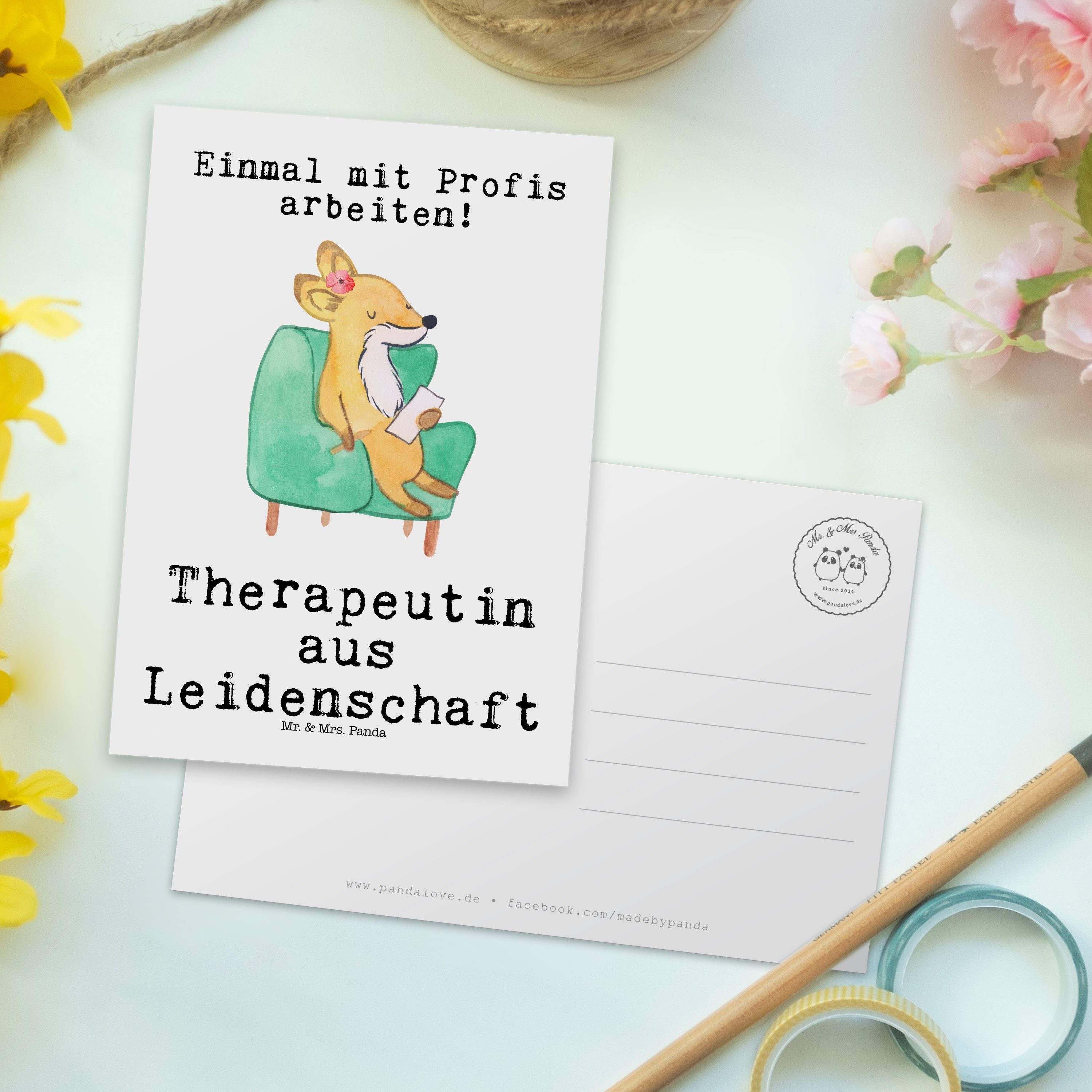 Mrs. Panda - aus Geschenk, & Weiß - Dankeskarte, Therapeutin Mr. Postkarte Einladun Leidenschaft