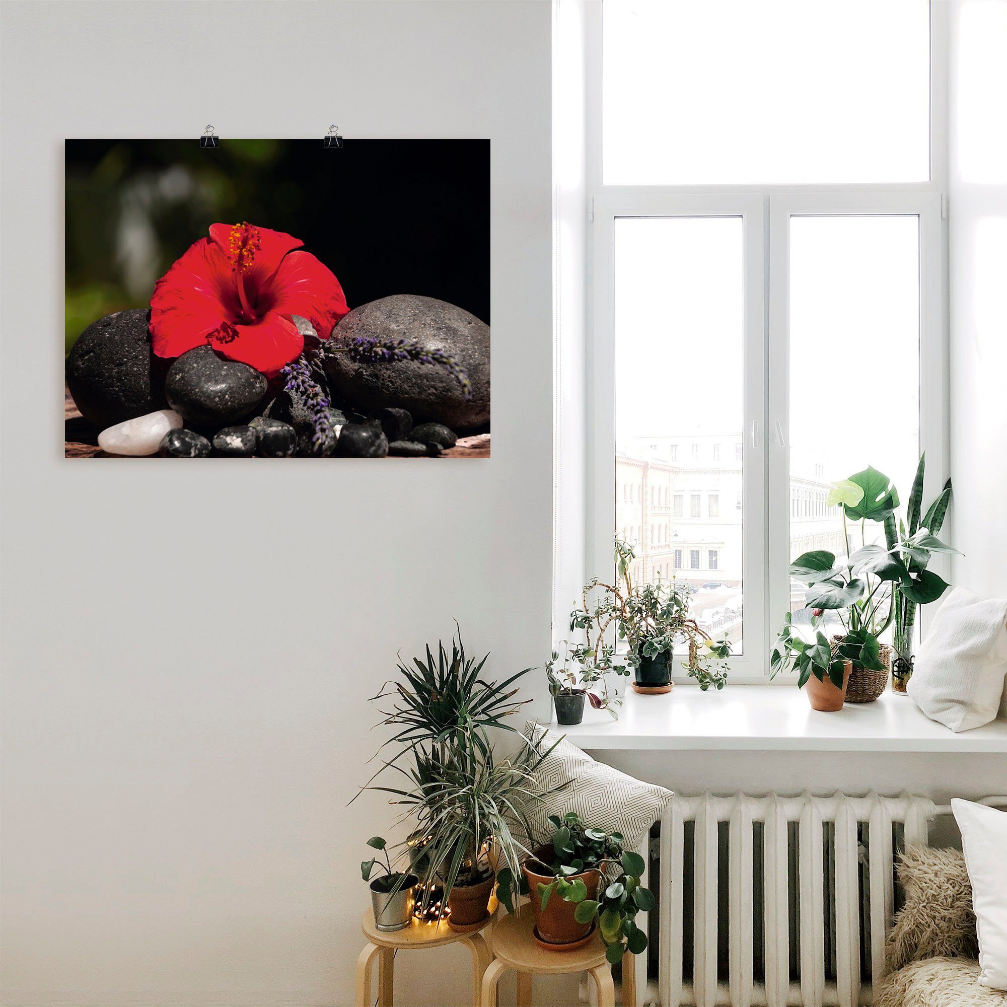 Hibiskus oder (1 St), Blumen Wandaufkleber in Leinwandbild, Größen versch. Artland als Poster Stillleben, Wandbild
