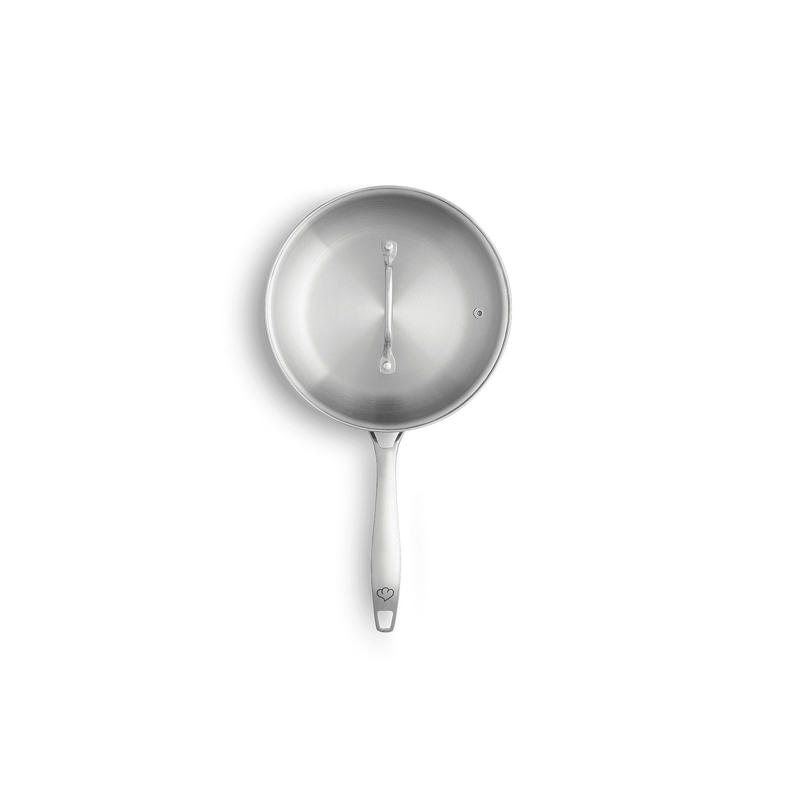 Springlane Bratpfanne aus Edelstahl - 24 cm mit Glasdeckel - Silber, Edelstahl, Edelstahl mit Aluminiumkern, Glasdeckel mit Dampfloch, bis 250 °C