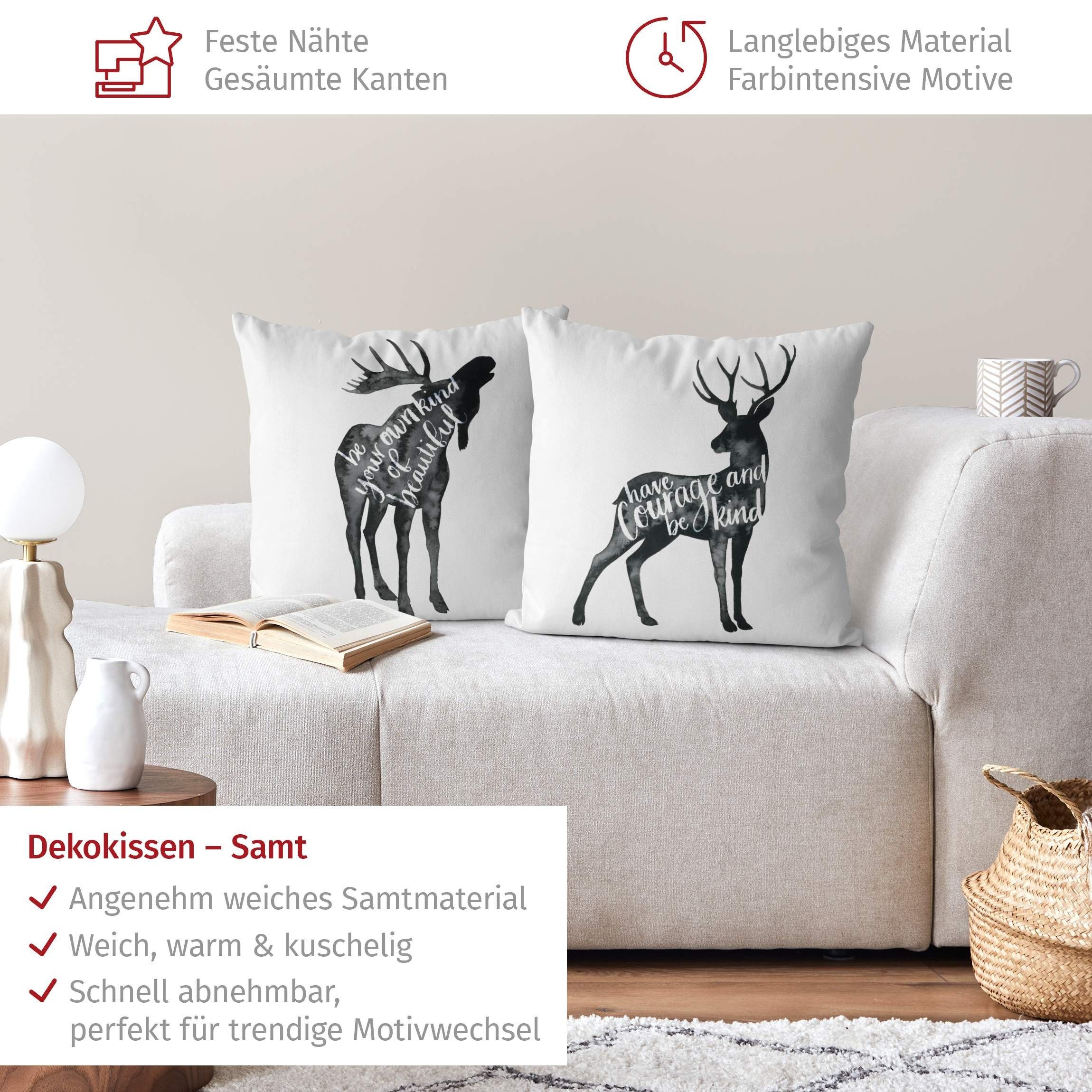 Bilderdepot24 Dekokissen 2-teilig drinnen Kissenhülle/ Sofakissen/ Zierkissen Kissenhülle schwa, Bezug Aquarell mit / ohne Füllung Zierkissen Outdoor Sofa Bett