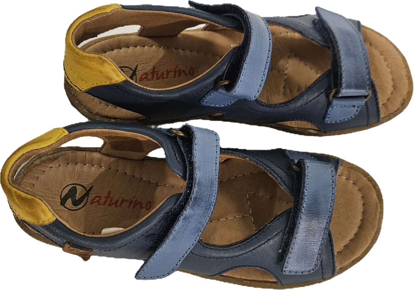 Naturino Kinder-Sandale SKY aus Nappa-Leder in Blau-Gelb – Größe 32 Sandale aus echtem Leder