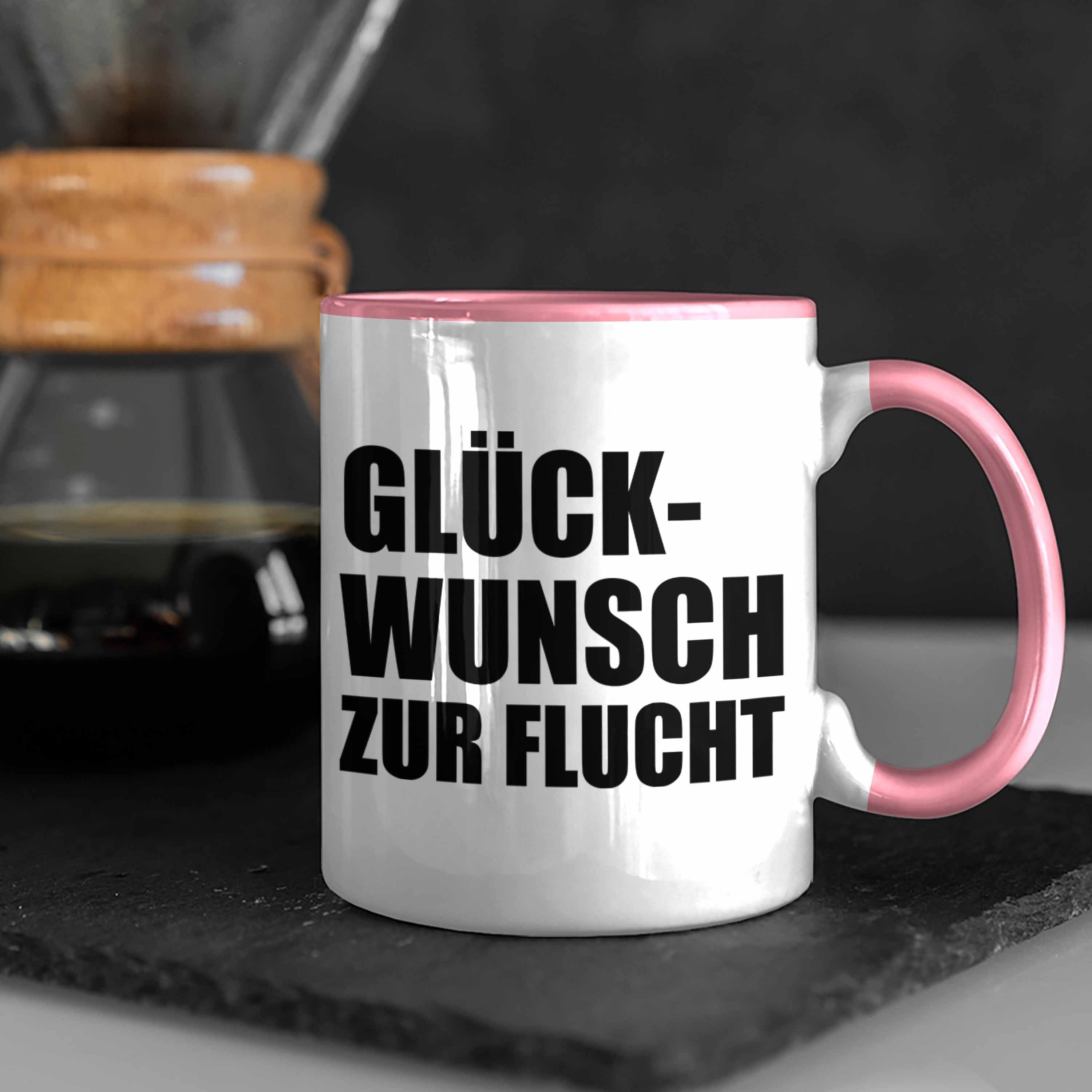 Rosa Tasse Tasse Trendation Geschenk Glückwunsch Jobwechsel Flucht Kollege Zur Lustig Trendation Abschiedsgeschenk Kaffeetasse Kollegin - Sprüche