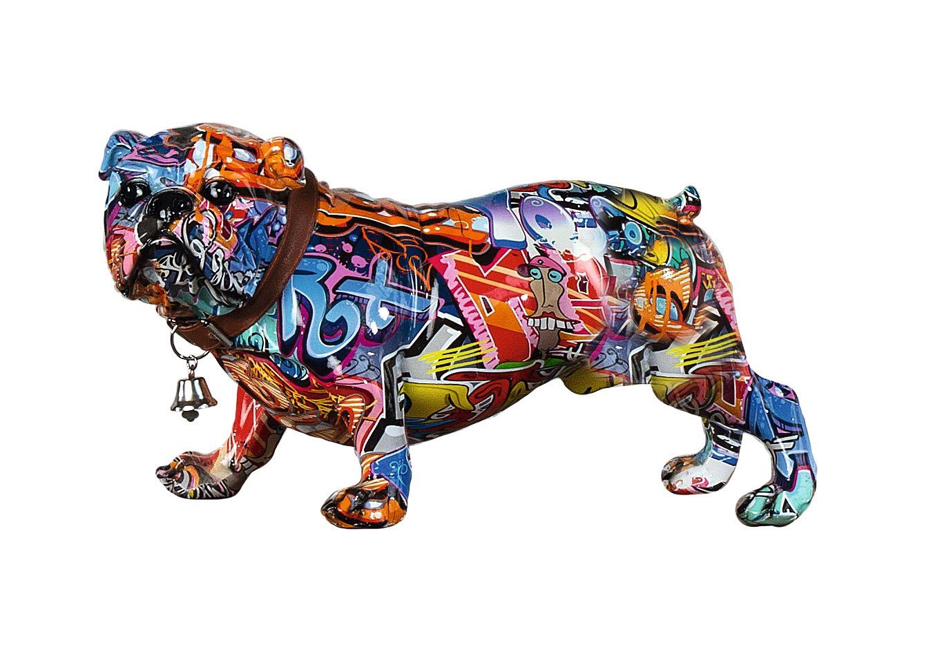 Casablanca by Gilde Tierfigur Mops mit Halsband (1 St), Graffiti-Design,  Maße: H.18cm x B.38cm x