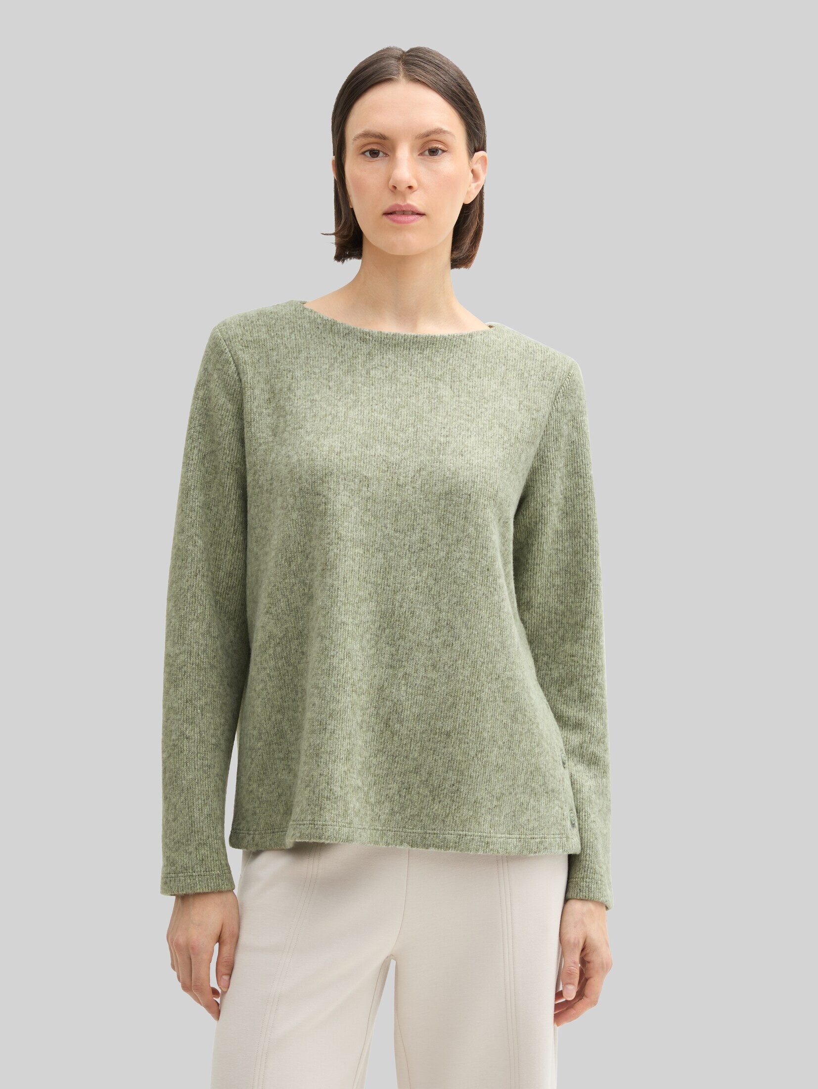 TOM TAILOR Sweatshirt Strick & Sweatshirts Soft-Touch Sweatshirt mit Knopf-Details