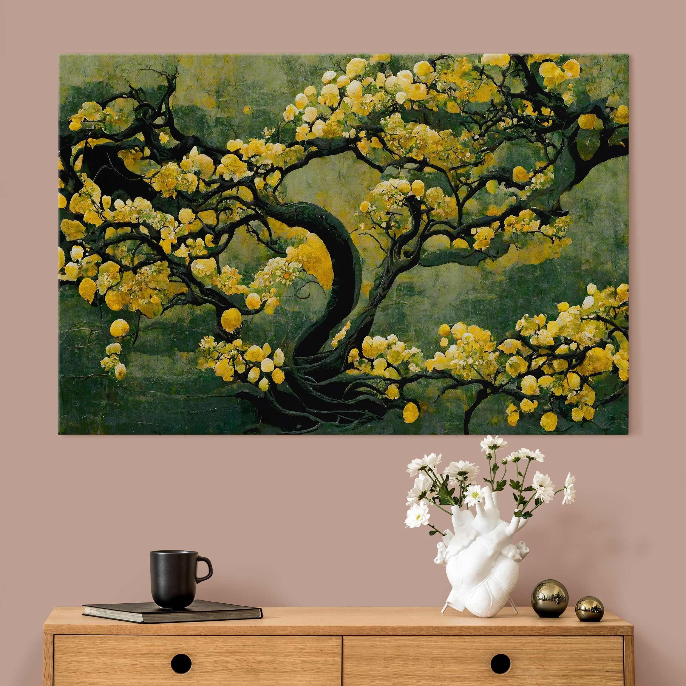 Bilderdepot24 Leinwandbild Akustikbild mit Schallabsorberkern grün mit Motiv Abstrakt, Abstrakt (Wandbild im Leinwandstil mit 4 cm Keilrahmen für bessere Raumakustik), reduziert störenden Nachhall & Echos in Wohnzimmer Schlafzimmer Küche