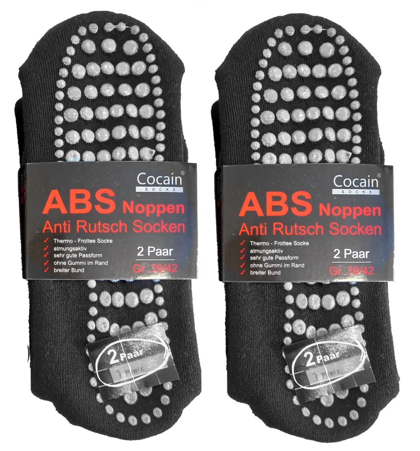 Cocain underwear ABS-Socken 2 Paar warm ABS Stopper Noppen Socken Anti Rutsch Socken Damen Herren (2-Paar) gummierte Noppen