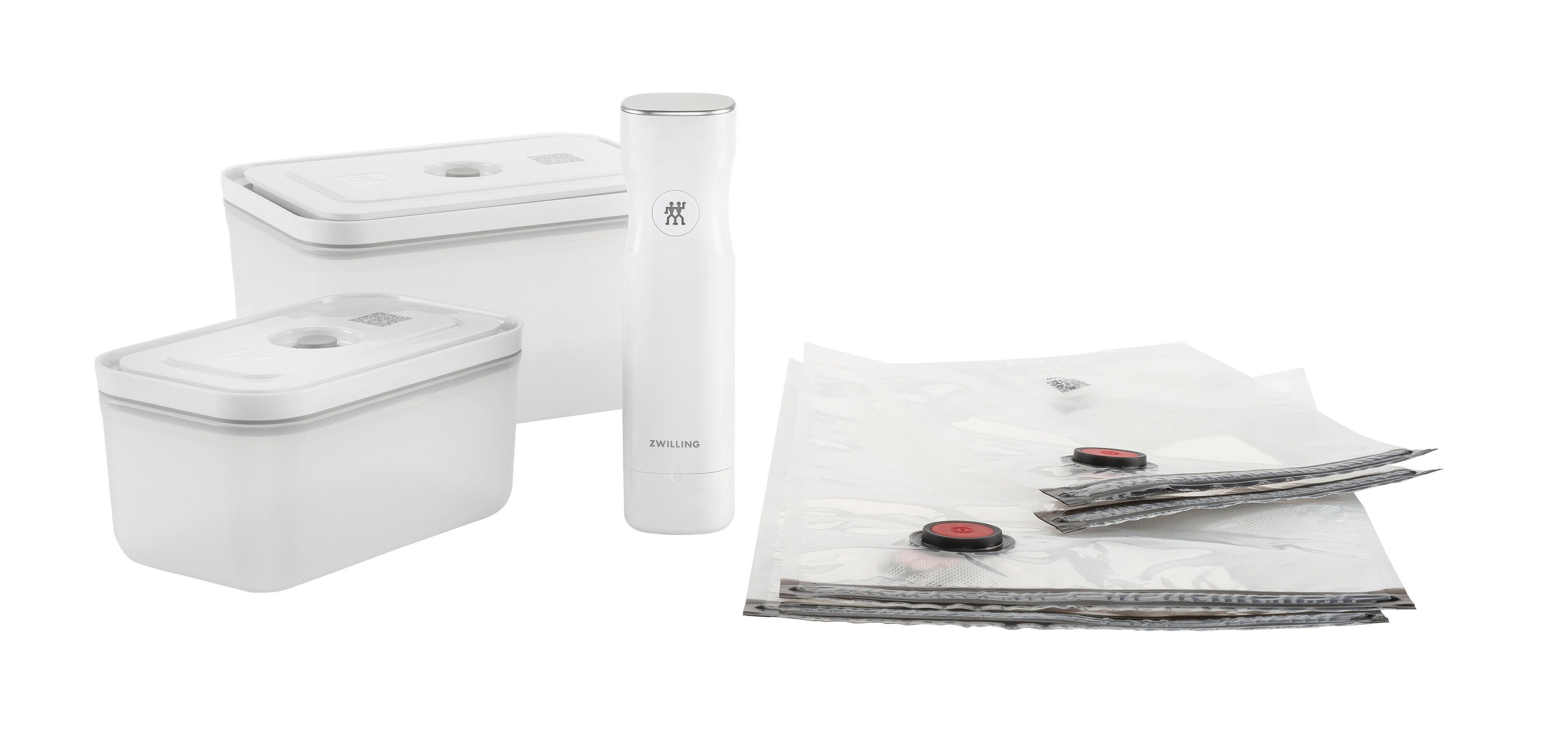 Zwilling Vakuumbehälter Fresh & Save, Kunststoff, Silikon, (Set, 7-tlg., Vakuumpumpe inkl. 2 Vakuumboxen & 4 Vakuumbeutel), Vakuum Starter-Set, Kunststoff, Spülmaschinengeeignet, Grey Line