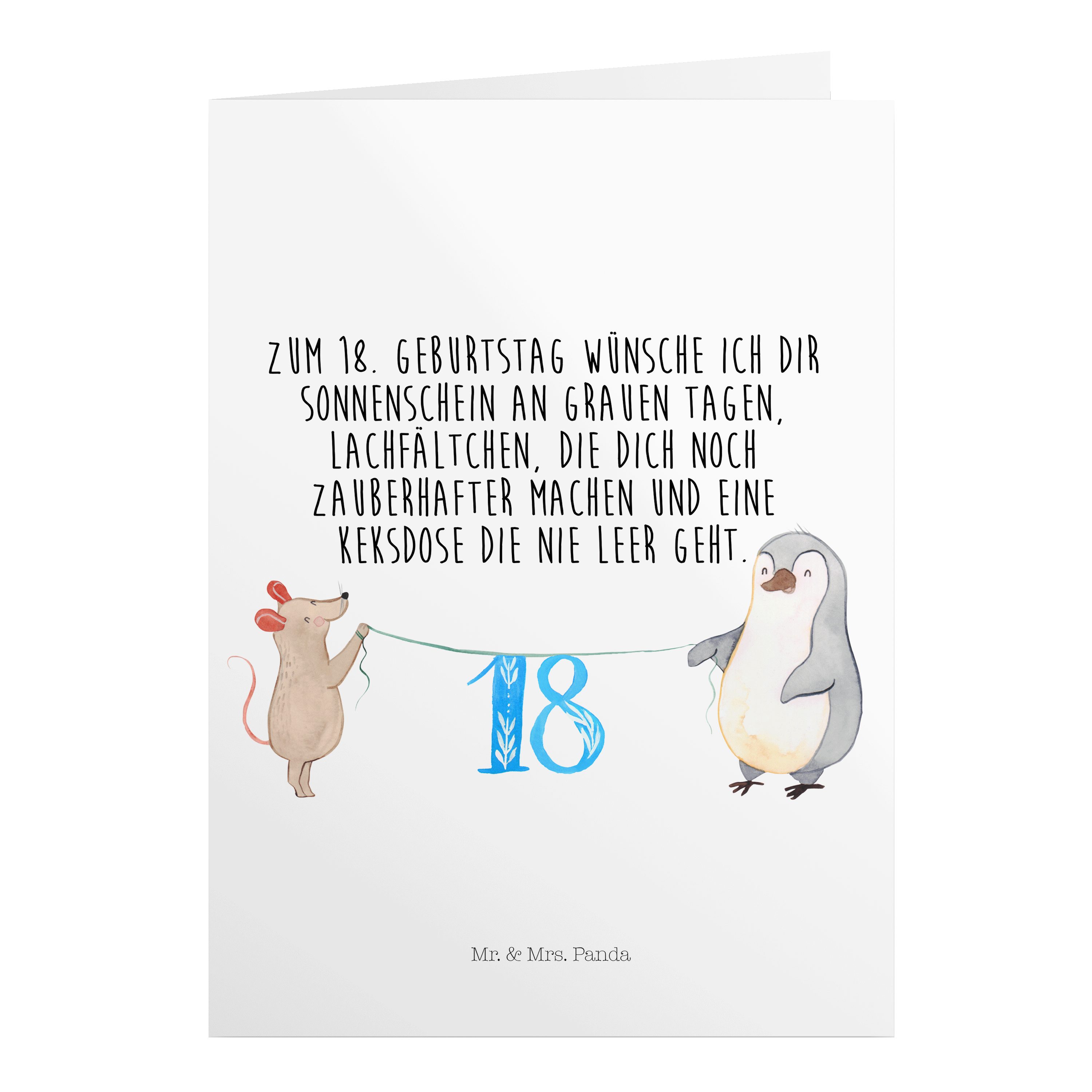 Mr. & Mrs. Panda Geburtstagskarten 18. Geburtstag Maus Pinguin - Weiß - Geschenk, Geburtstagsgeschenk, G