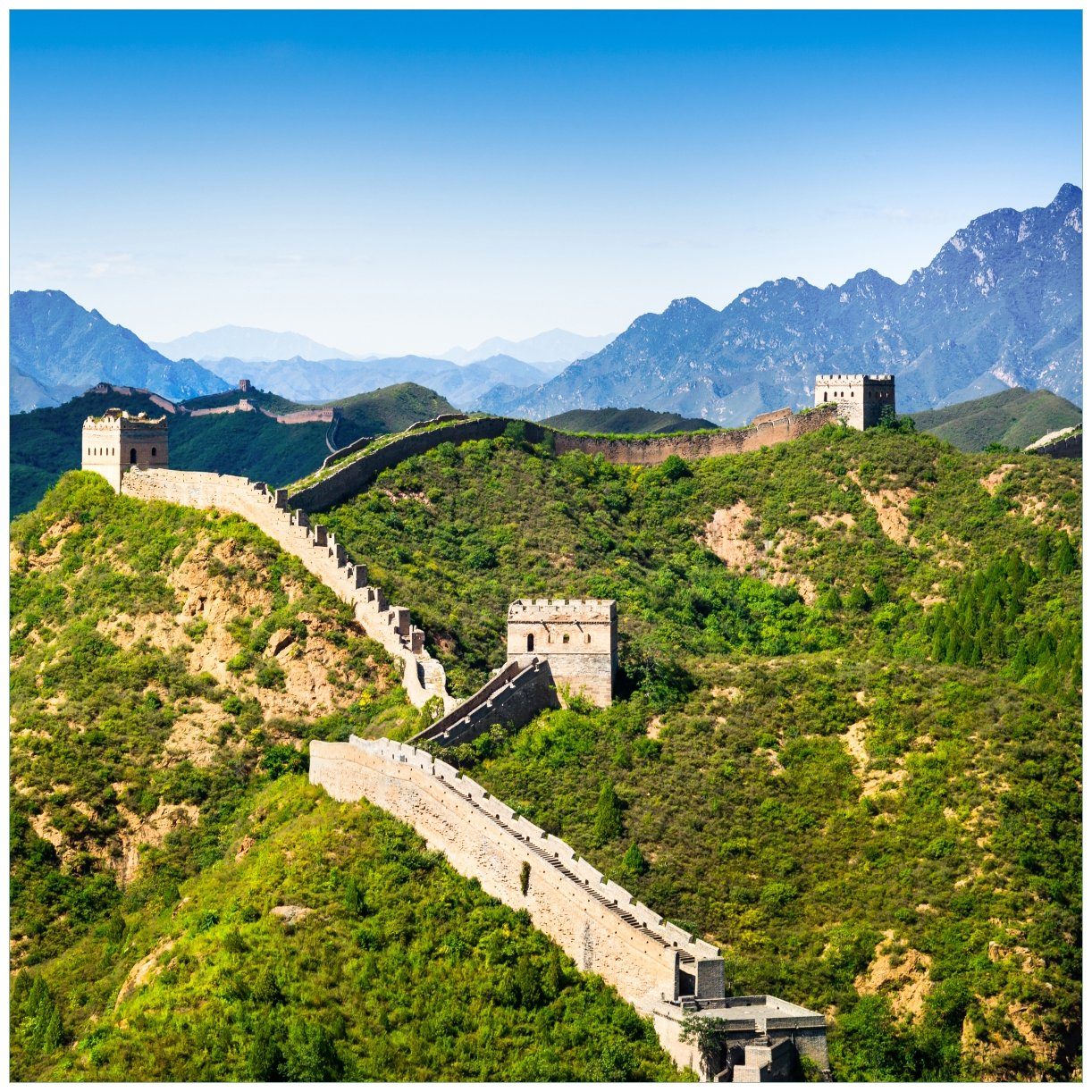 Wallario Tischplatte Die Chinesische Mauer - Wahrzeichen in China im Sommer (1 St), für Ikea Lack Tisch geeignet
