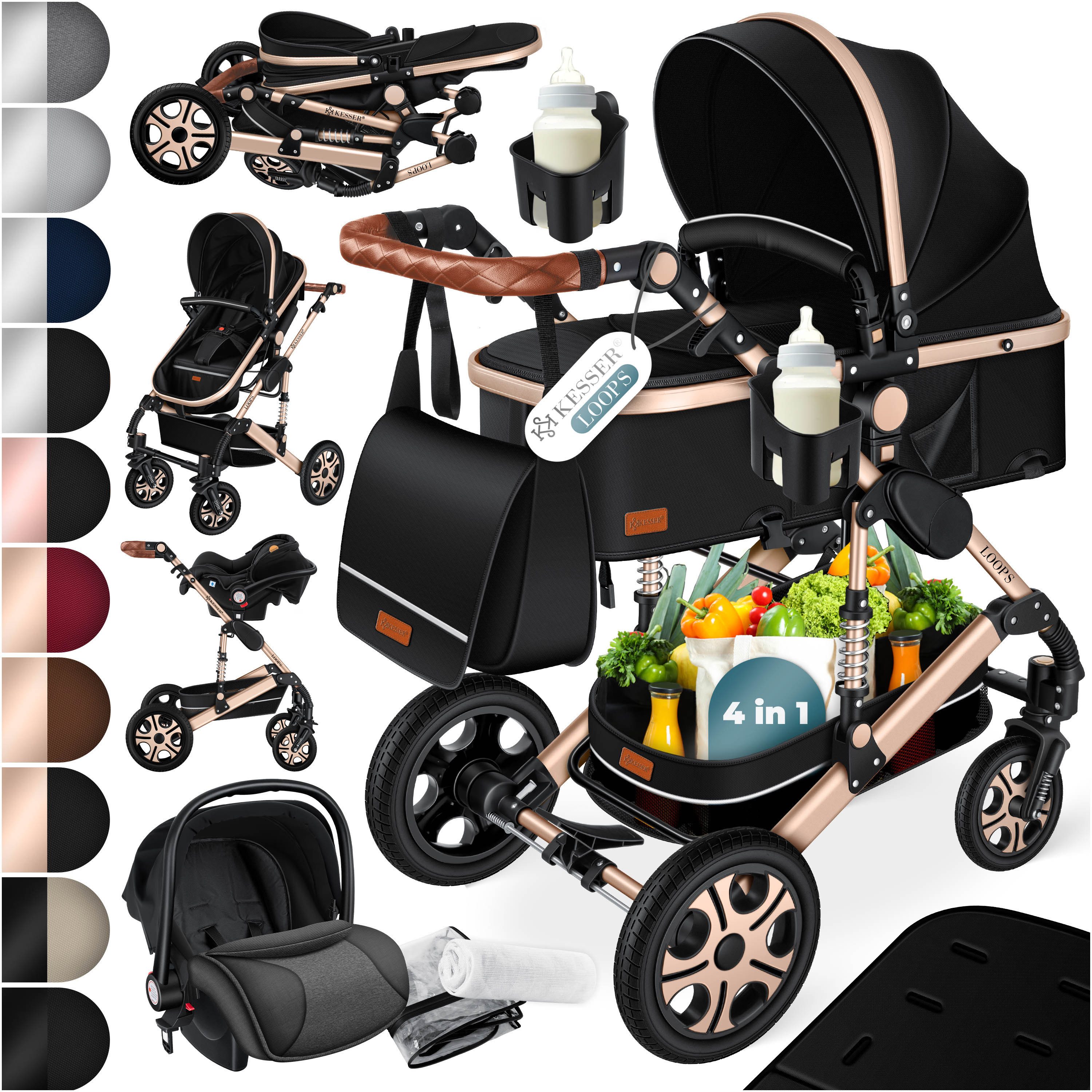 KESSER Kombi-Kinderwagen, Loops 4in1 Komplettset auch als Buggy für Kinder bis 4 Jahre