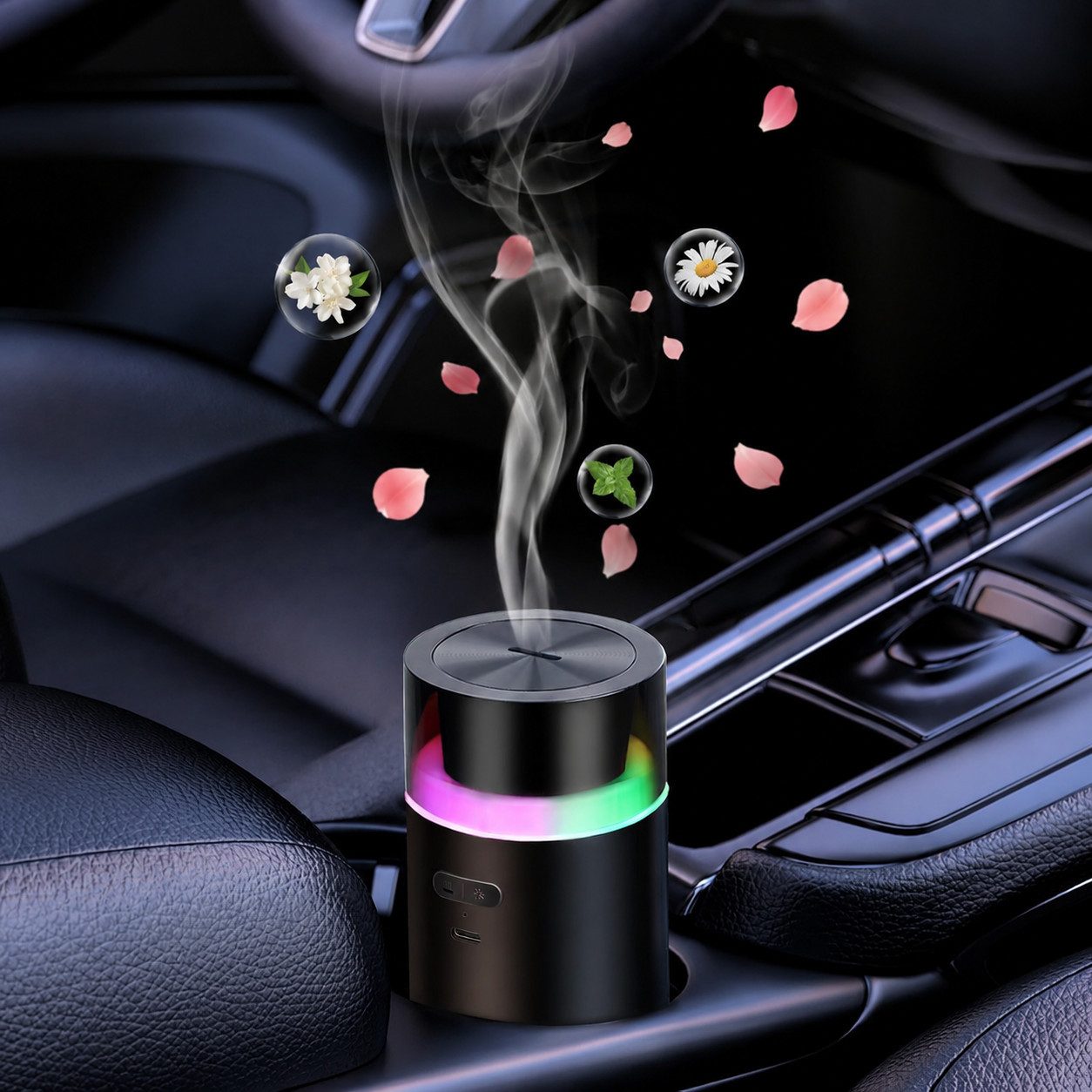ibettertec Luftbefeuchter Aroma Diffuser Ätherisches Öl Diffuser mit 3000mAh, kabelloser Duft Diffusor für ätherische Öle, Auto & Zuhause