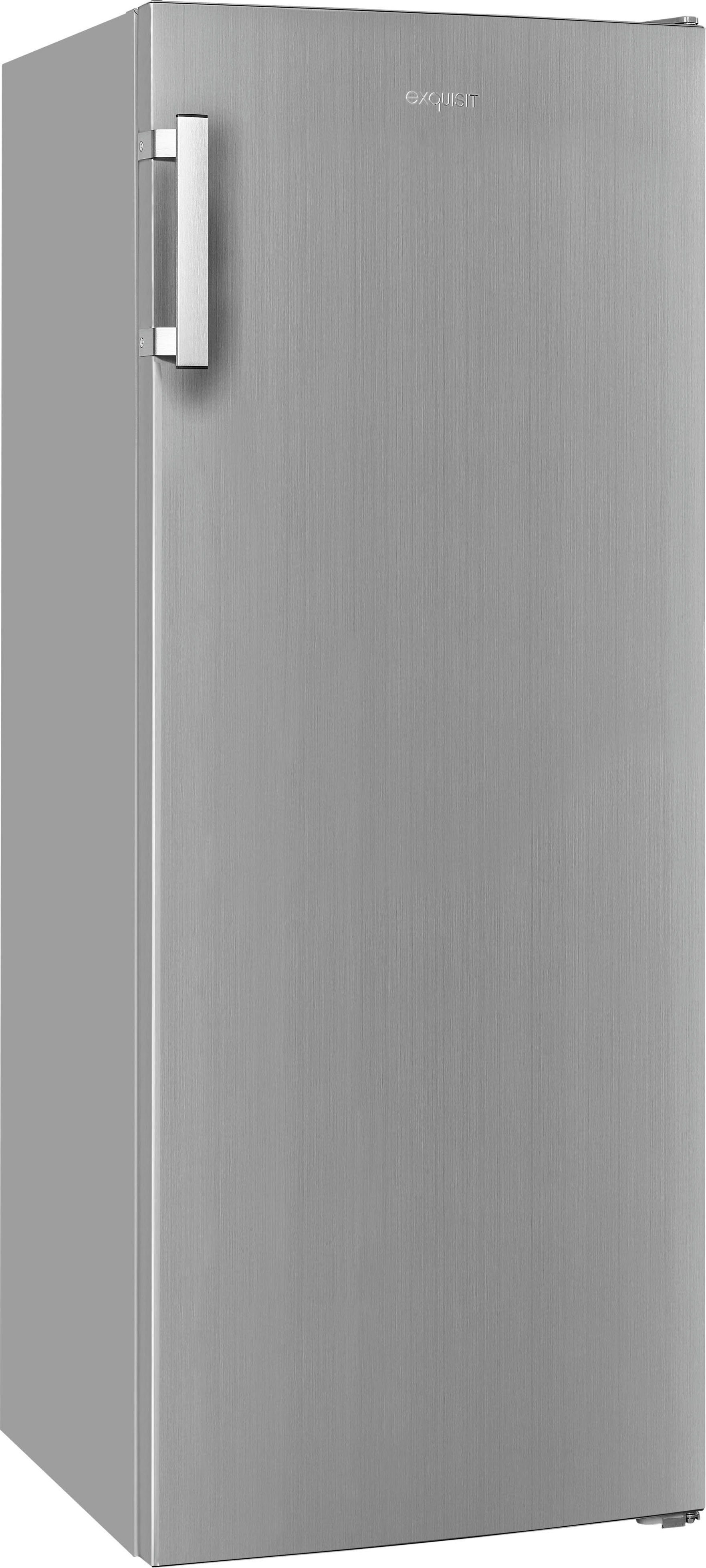 exquisit Gefrierschrank GS231-NF-H-040Cinoxlook, 143 cm hoch, 54 cm breit, 4*-Gefrierschrank No Frost mit LED-Anzeige & praktischem Griff