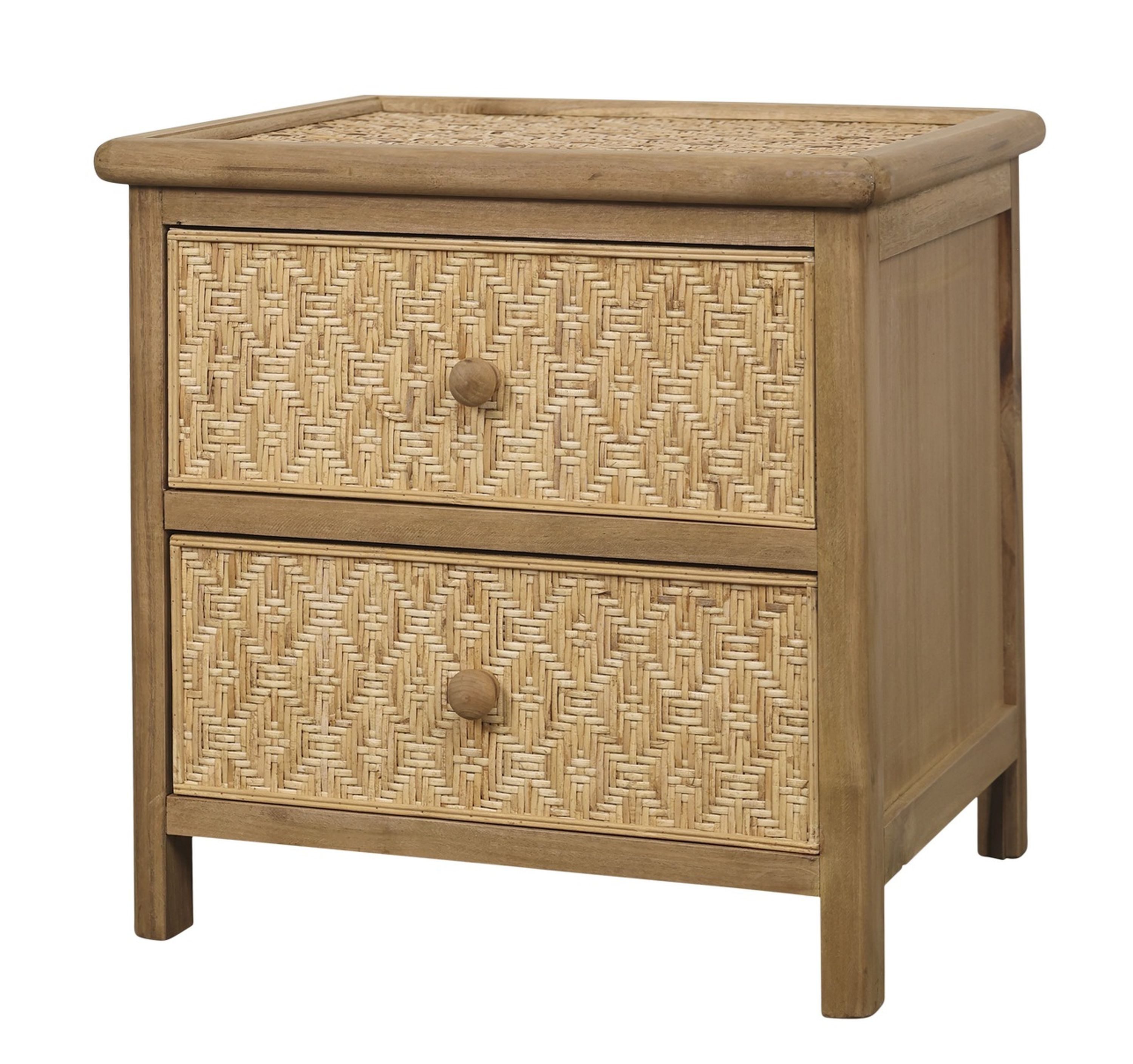 Chic Antique Beistelltisch Chic Antique - Beistelltisch Nachttisch 2 Schubladen Rattan