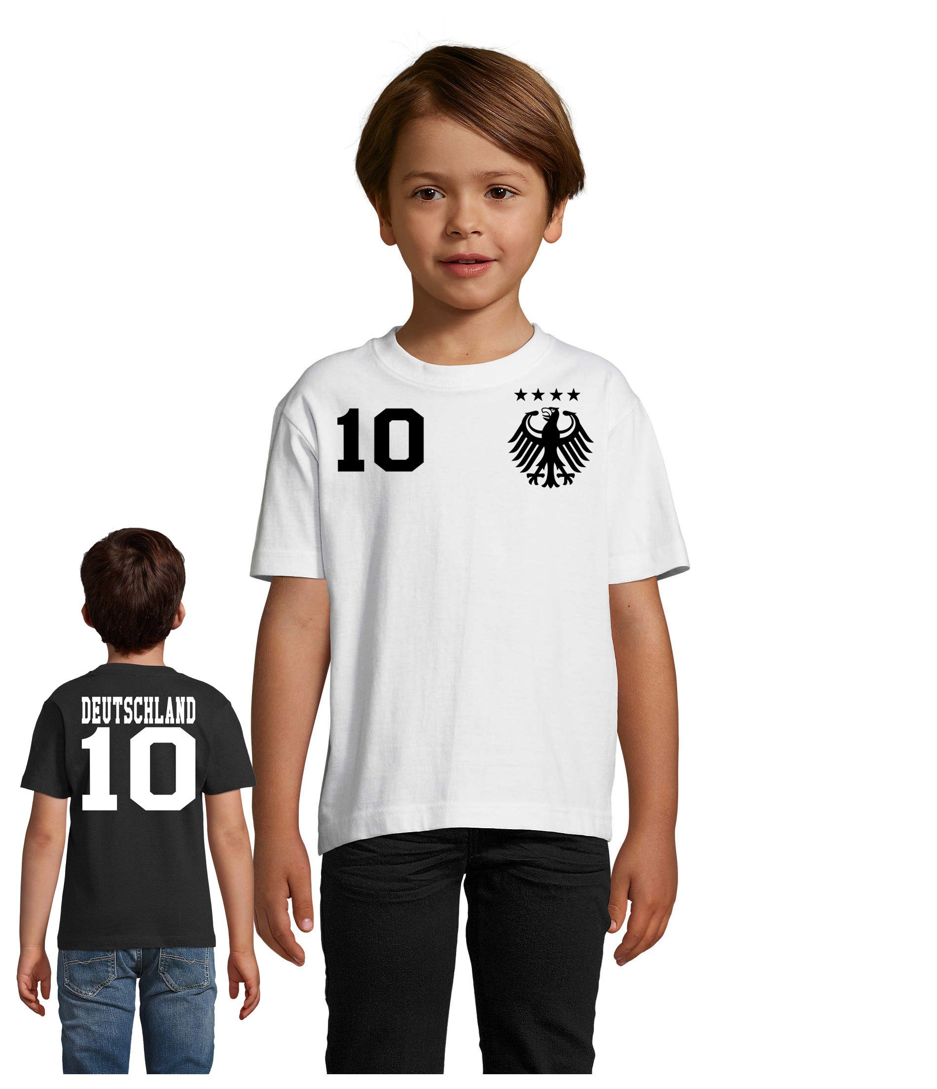 T-Shirt Germany Deutschland Sport Trikot Schwarz/Weiss EM Kinder & Blondie Brownie Meister Fußball