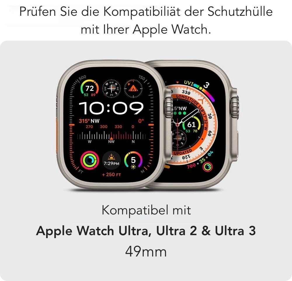 AVANA Smartwatch-Hülle für Apple Watch Ultra 3 / 2 / 1 49mm Hülle iwatch Schutzhülle Klar, Case, offenes Display, Transparent