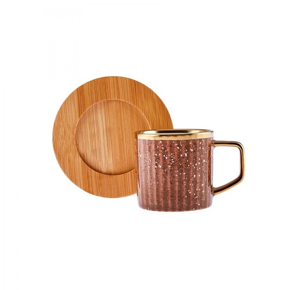 Karaca Kaffeeservice Bambus farbige Kaffeetasse Set, 6 Personen, 90 ml