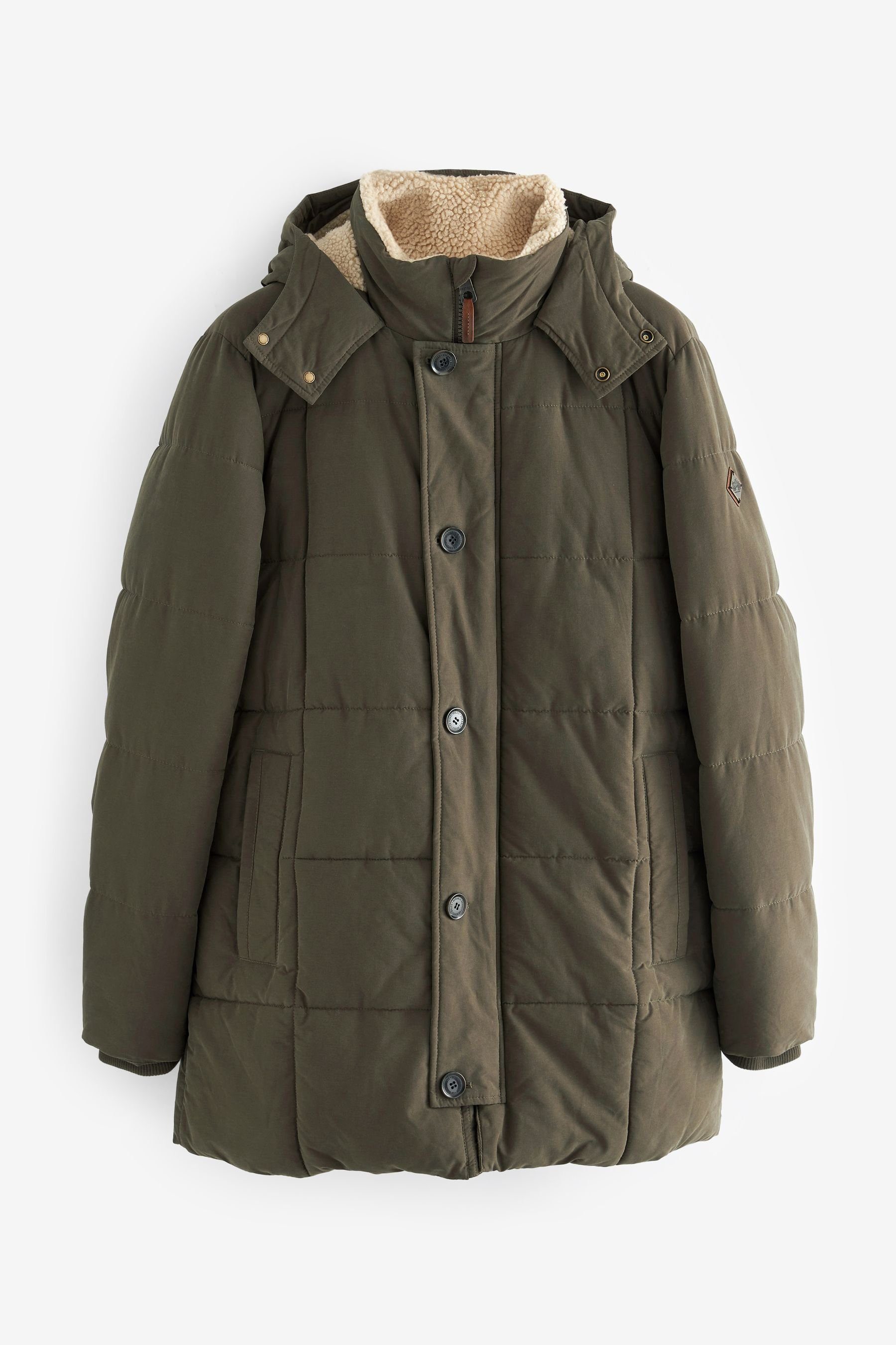 Next Steppjacke Parka mit quadratischem Stepp (1-St) Khaki Green