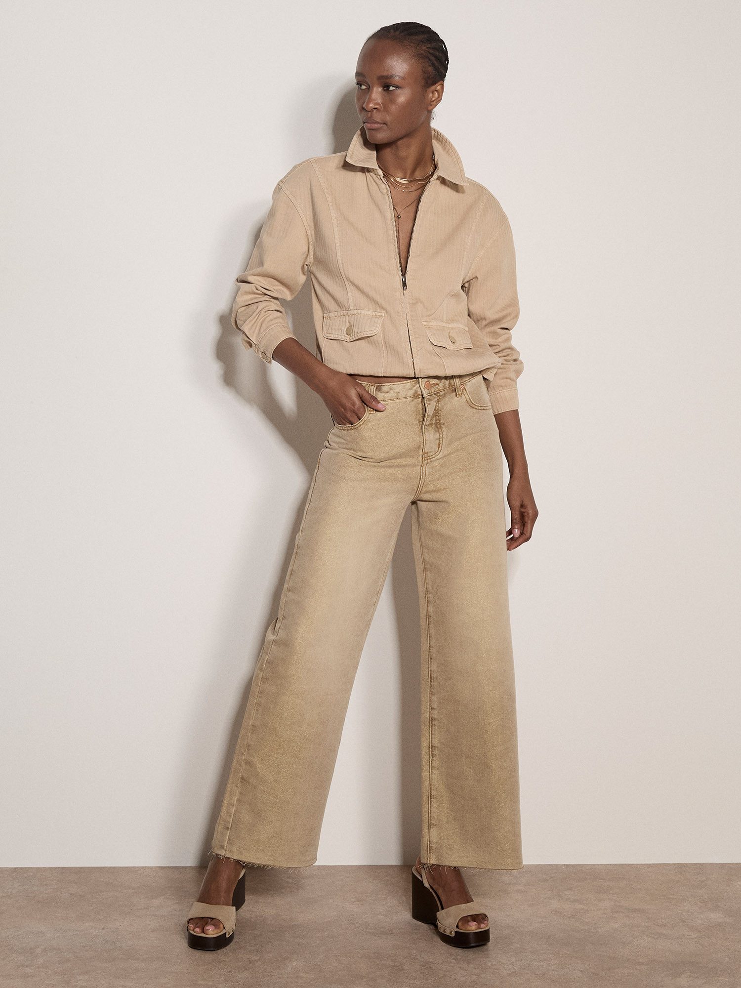 Apricot Weite Jeans Rei Shimmer Wide-Leg Jeans mit 5 Pockets