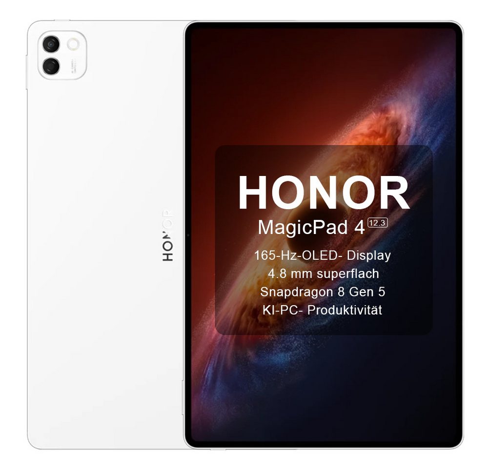 Honor HONOR MagicPad 4 WLAN Tablet 12,3", 165Hz OLED-Display,10100mAh Akku Tablet weiß