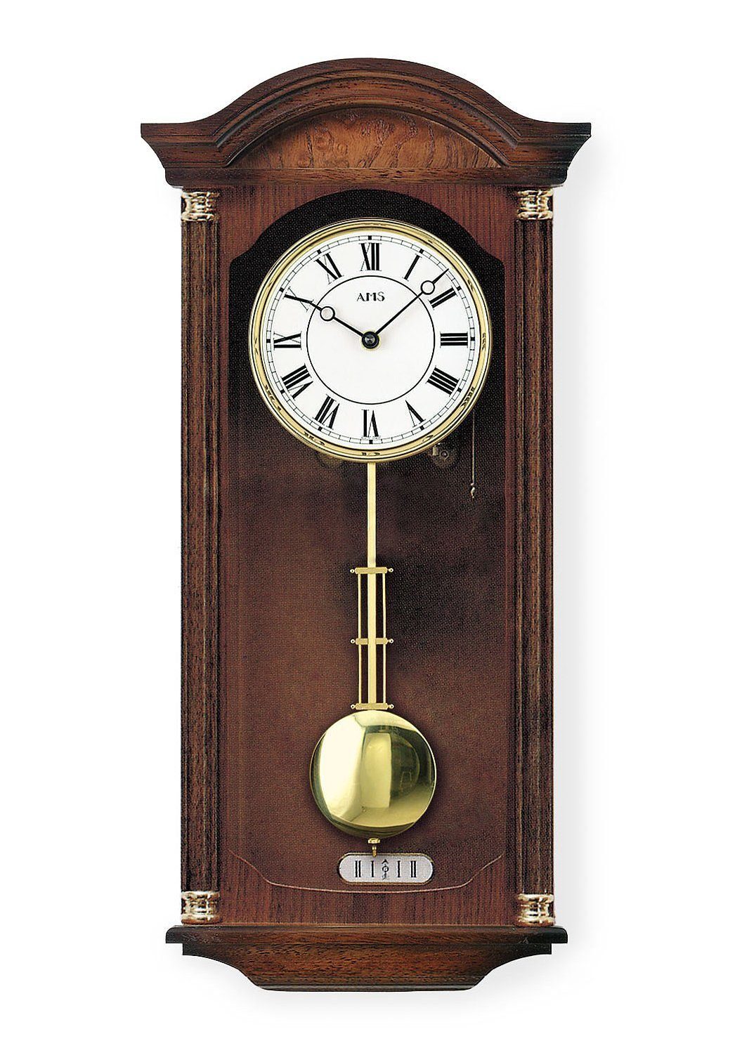 AMS Funk-Pendelwanduhr F5014/1 (Quarzuhr, Holzgehäuse, Nussbaum,Made günstig online kaufen