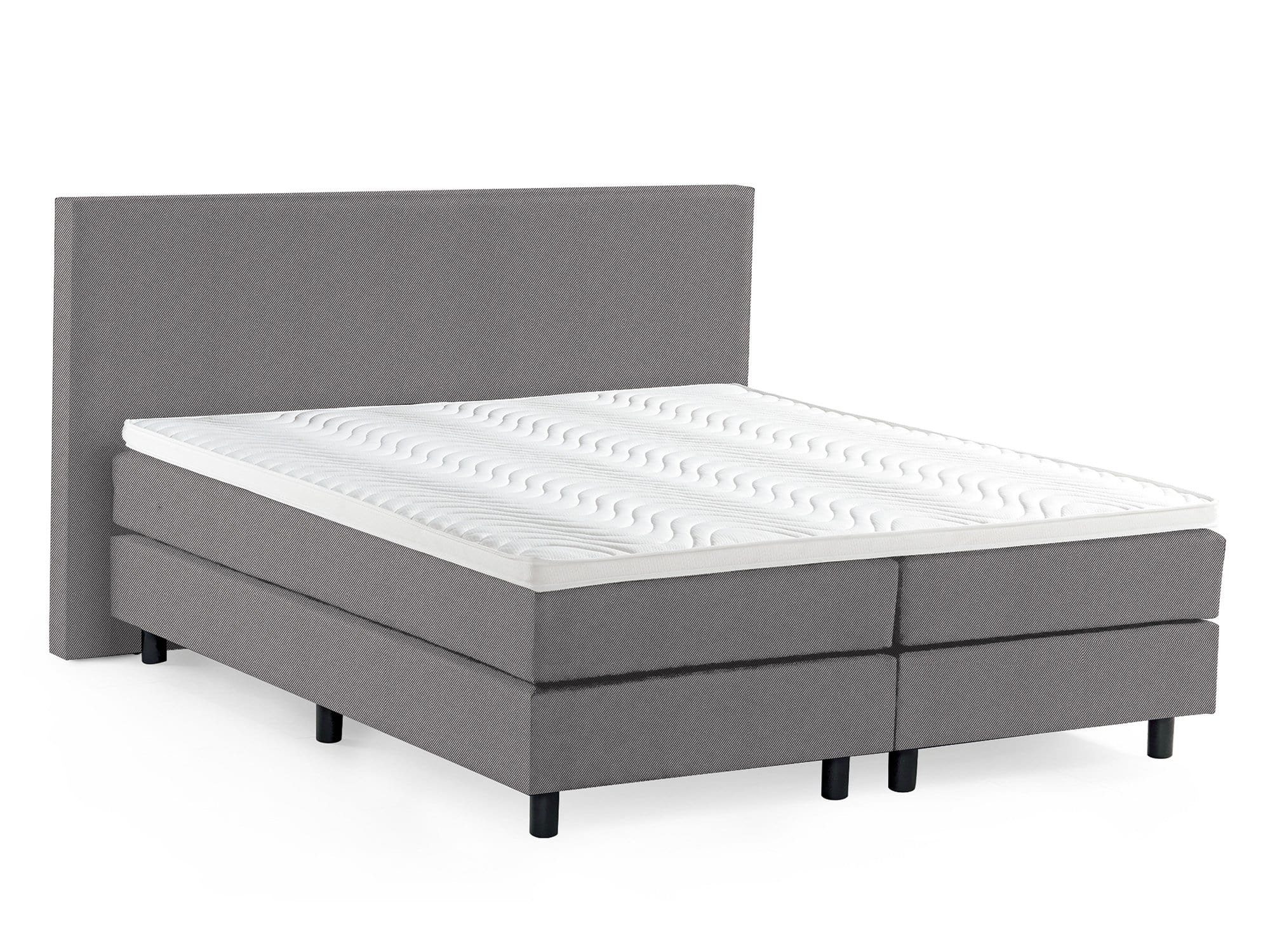 WohnenRoyal Boxspringbett Boxspringbett Network Grau Gewebestoff - 140 x 200 cm