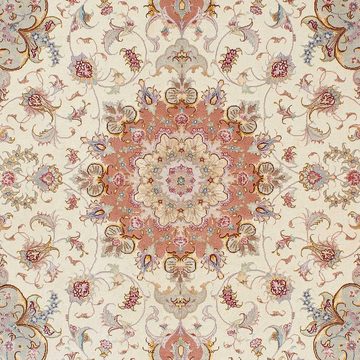 Orientteppich Perser - Täbriz - Royal - 205 x 152 cm - beige, morgenland, rechteckig, Höhe: 7 mm, Wohnzimmer, Handgeknüpft, Einzelstück mit Zertifikat