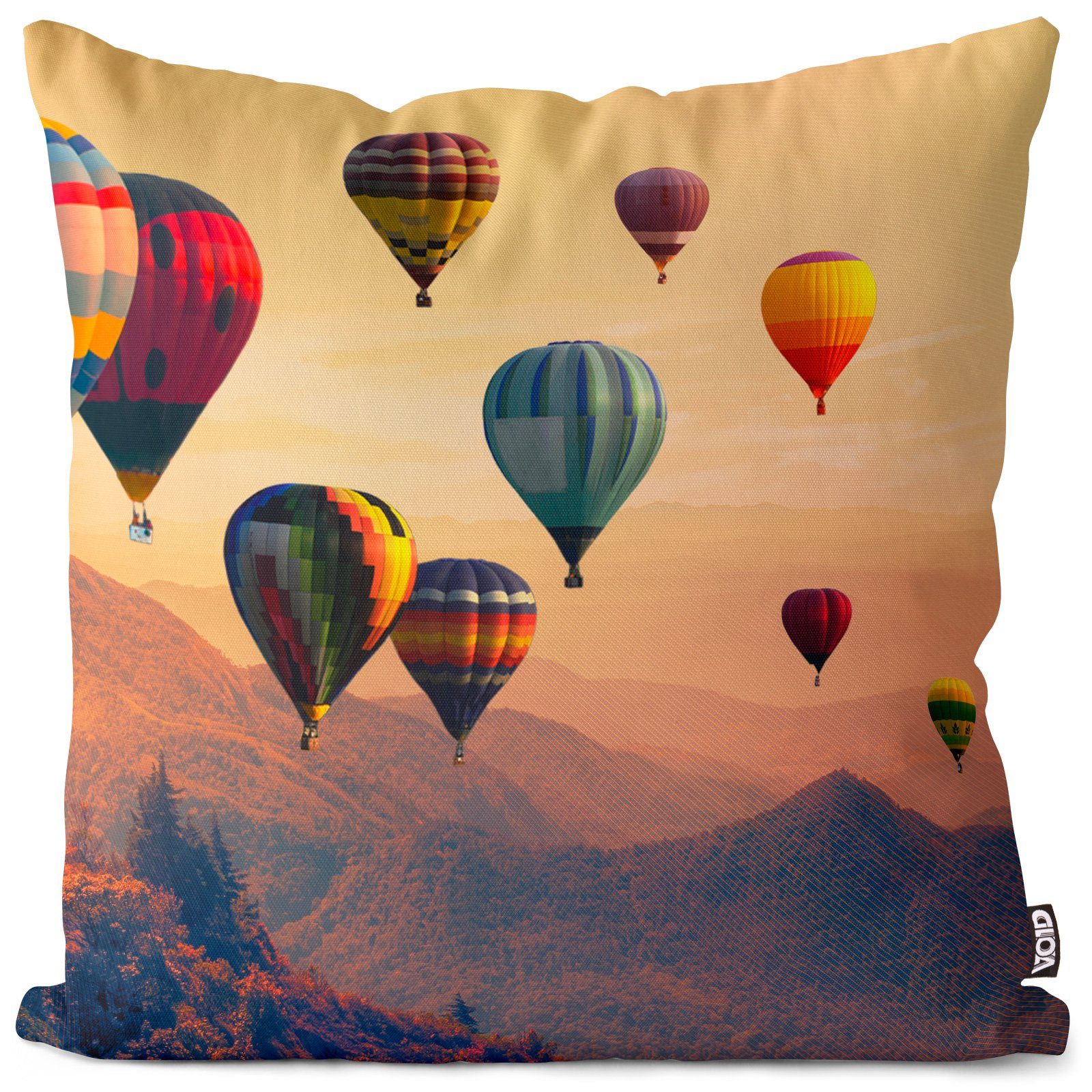 Kissenbezug, Ballon Sofa-Kissen Korb Reisen Ausflug VOID Sommer Tourismus Berge Landschaft we Sonnenaufgang Heißluftballon Landschaft Fliegen (1 um Flug Urlaub die Stück),