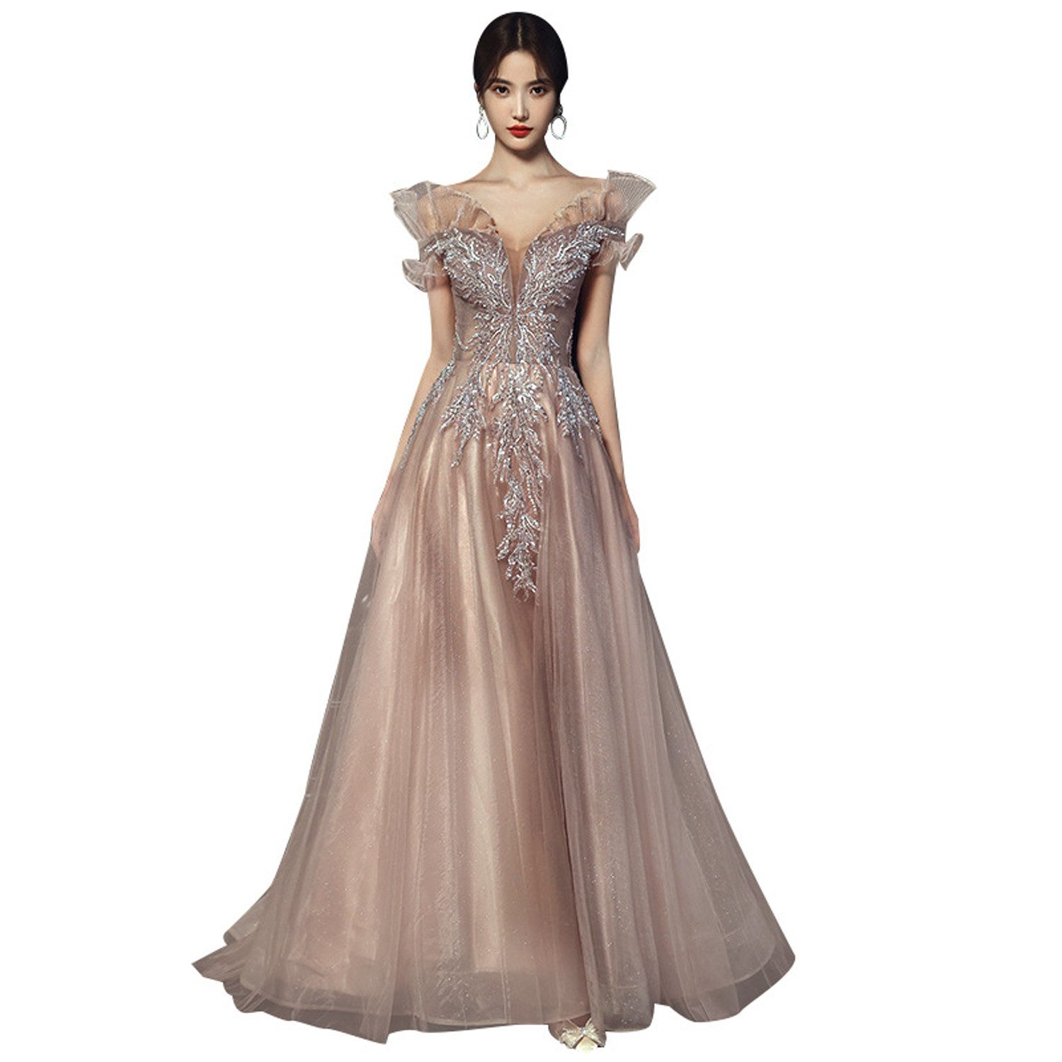 KIKI Abendkleid Ein schulterlanges Kleid –A-Linien-Kleid - Brautkleid - Maxikleid