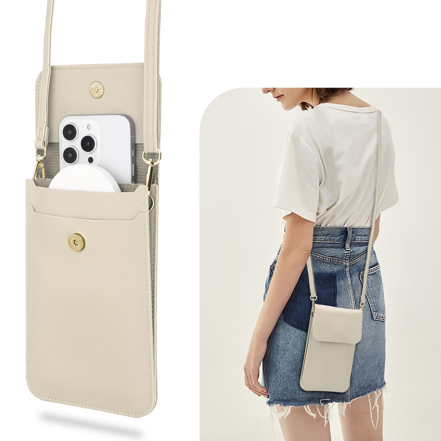 Cadorabo Handytasche für iPhone 17 PRO (1-tlg), Hülle Handytasche zum Umhängen Damen Handtasche Handyfach PU Leder – Bild 5 von 5