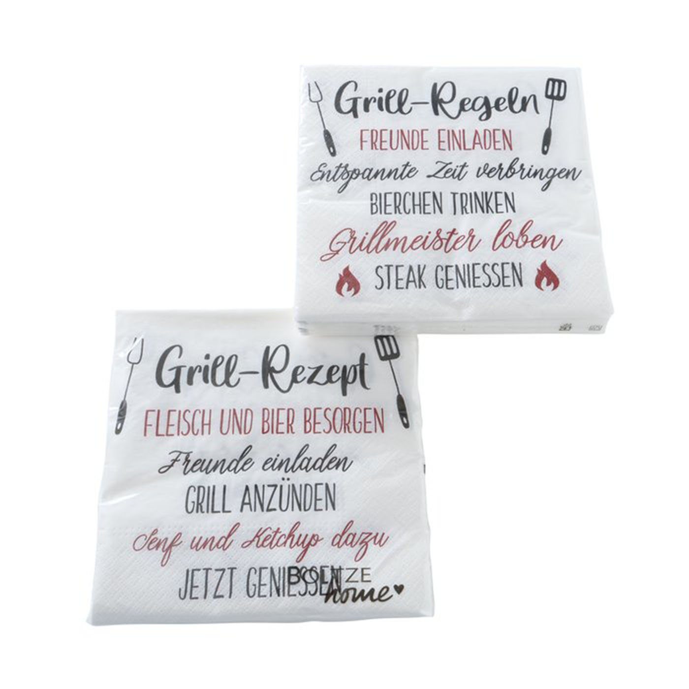 BOLTZE Papierserviette Servietten im 2er Set Grillrezept und Grillregeln 40 Stück