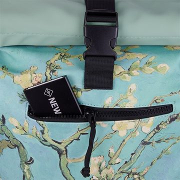 NEW REBELS Fahrradrucksack Roll Up RollTop Kurier Rucksack New York Almond Blossom, Mandelblüte, wasserabweisend, Laptopfach