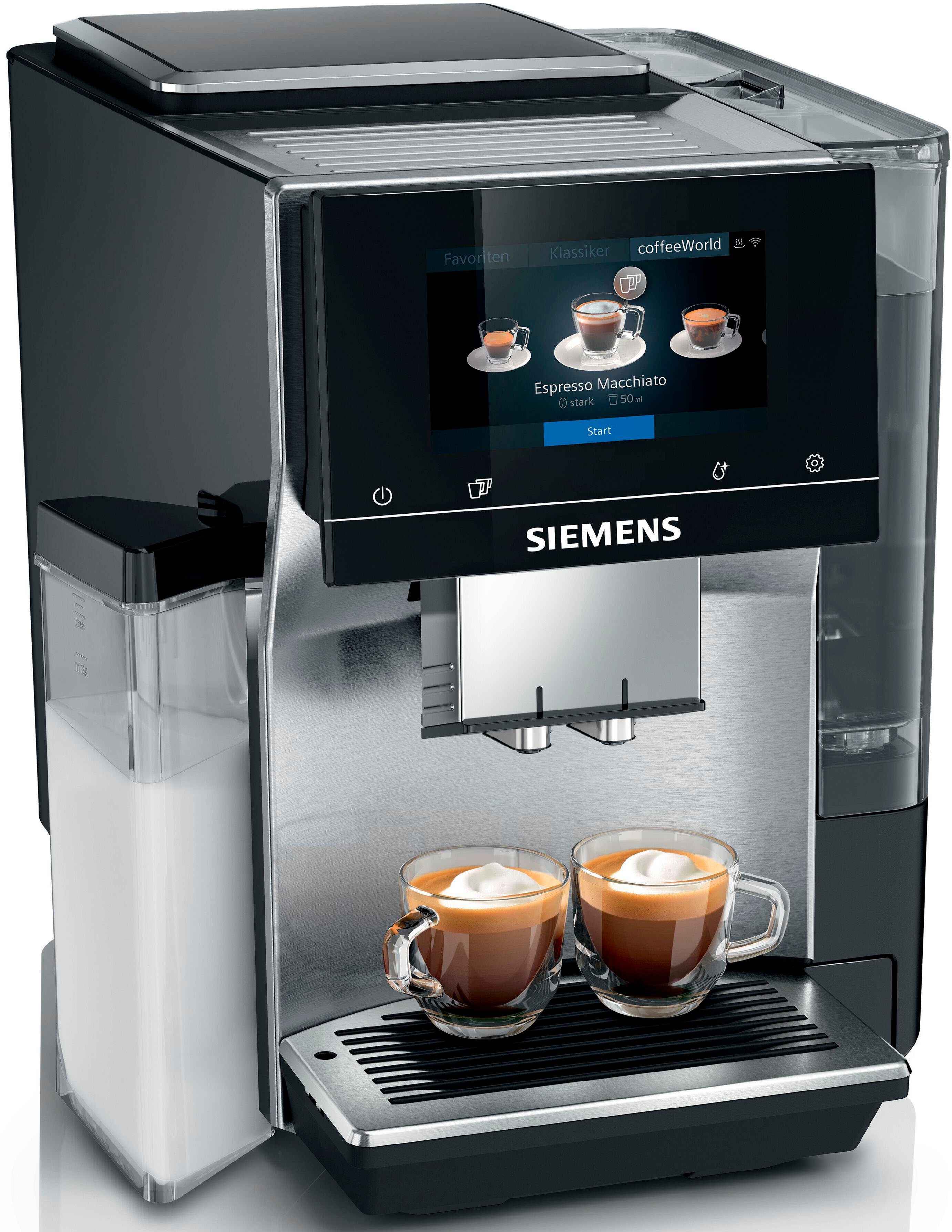 SIEMENS Kaffeevollautomat EQ.700 integral bis 30 individuelle - TQ707D03, Kaffee-Favoriten Full-Touch-Display, zu