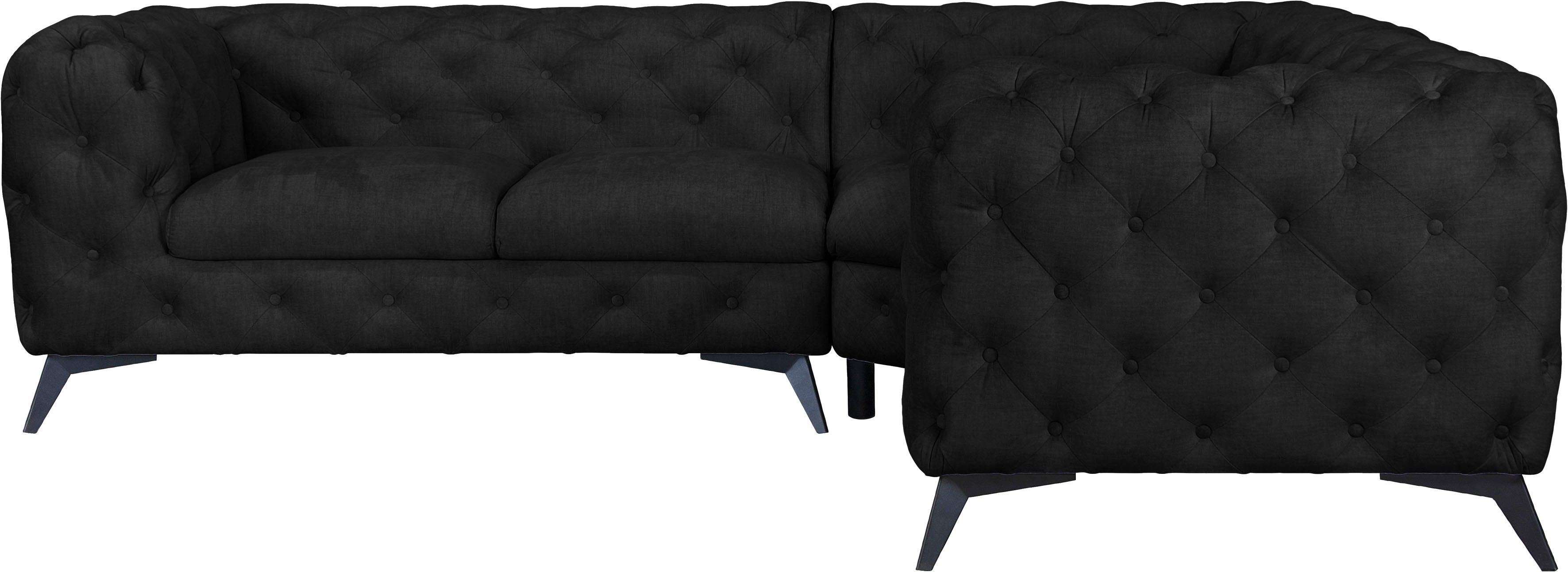 Home affaire Chesterfield-Sofa Ecksofa GLYNIS L-Form mit Wellenunterfederung, Maße B/T/H 264/204/75cm, aufwändige Knopfheftung, moderne Chesterfield Optik, Fußfarbe wählbar