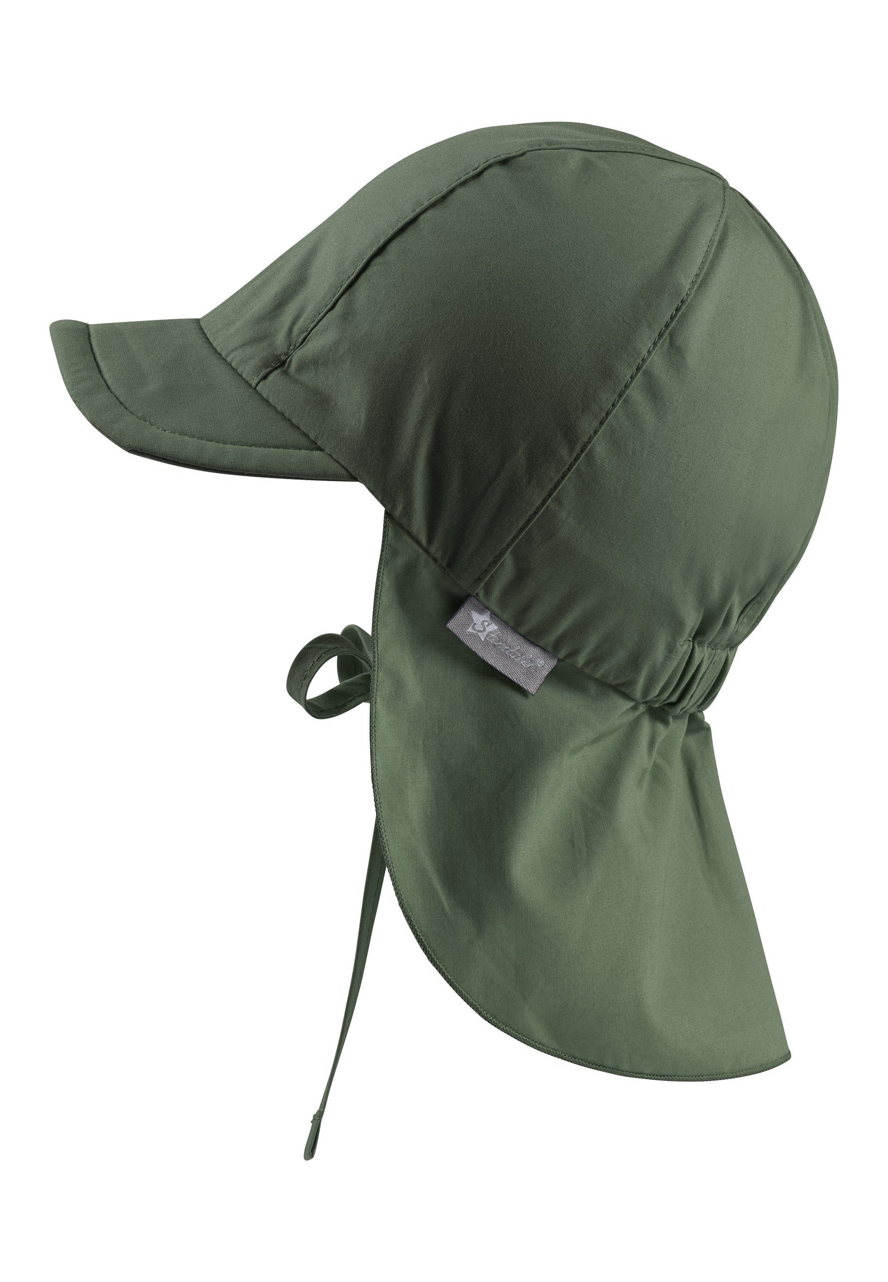 Sterntaler® Schirmmütze 50+ Schirmmütze mit Nackenschutz uni (1-St) Kinderhut aus UV-Popeline mit Bindeband und UV-Schutz 50+