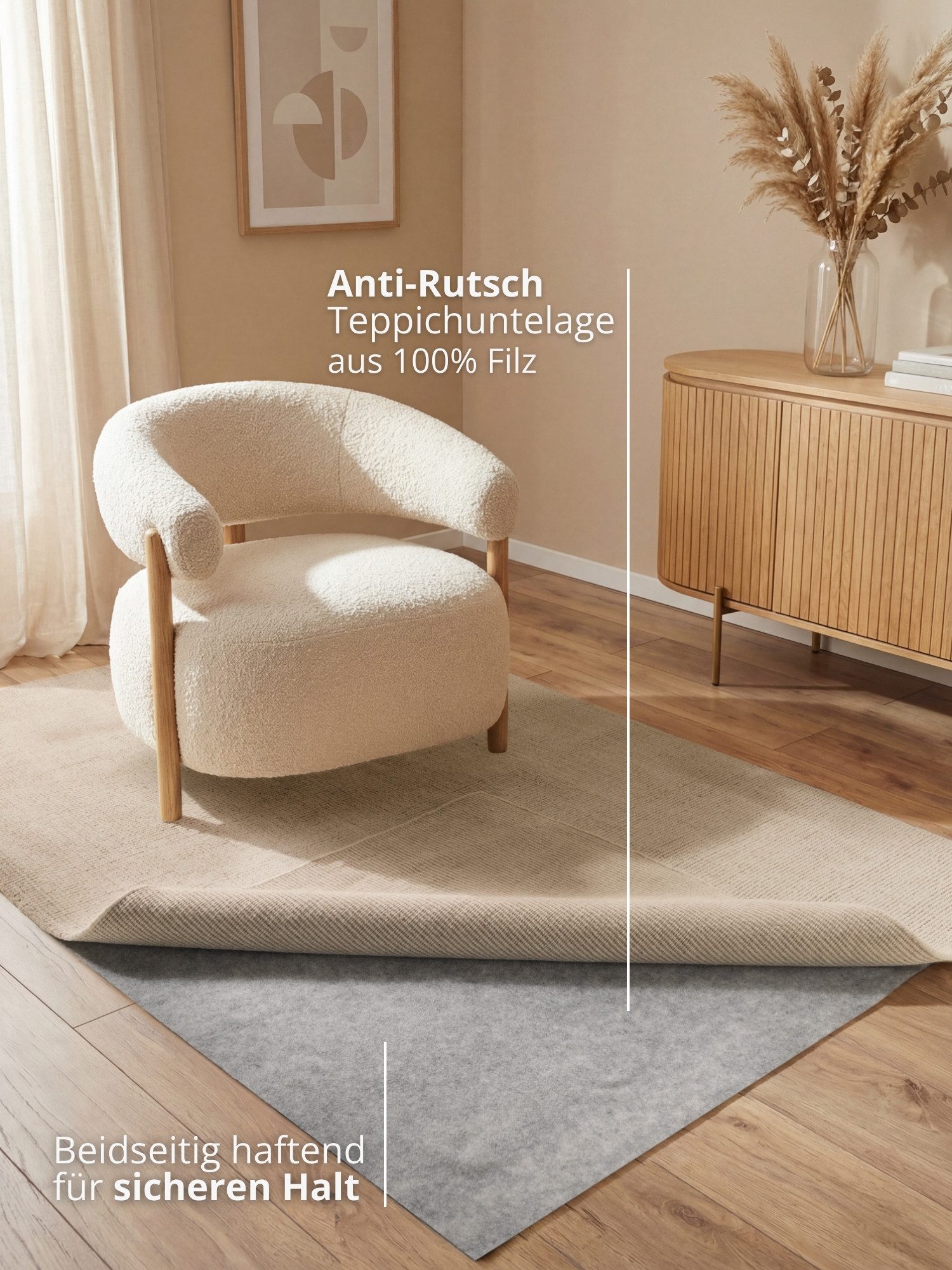 HANSE Home Teppichunterlage Grip, (1-St), Rutschfest, Teppichstop, Antirutsch Gleitschutz, zuschneidbar