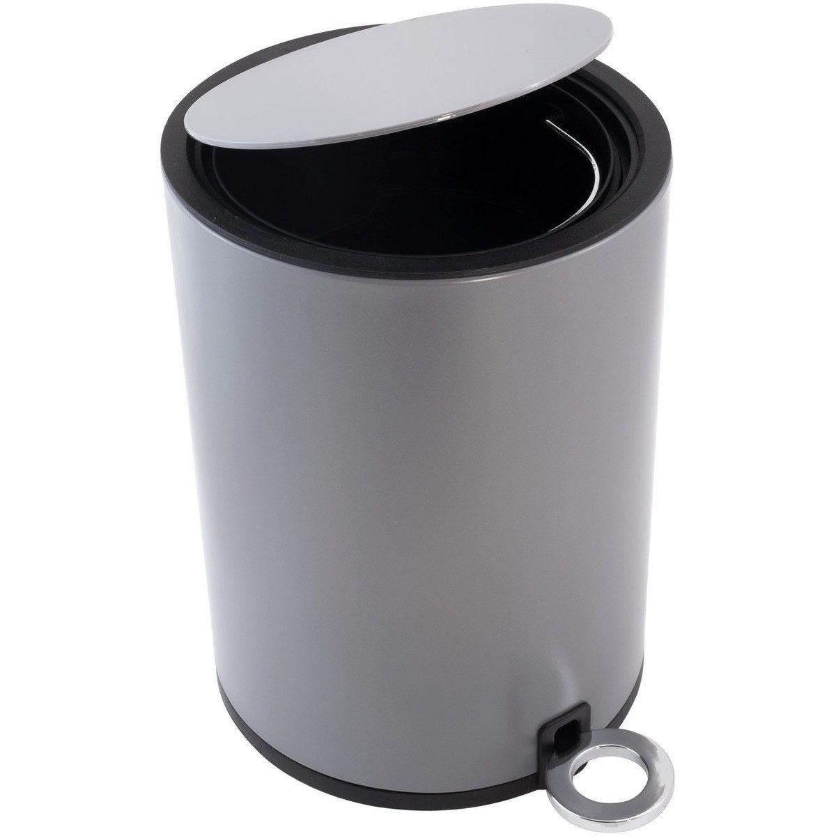 Euroshowers GmbH Kosmetikeimer Poppis Mattgrau 3 Liter mit Pedal, mit Pedal und soft-close Deckel