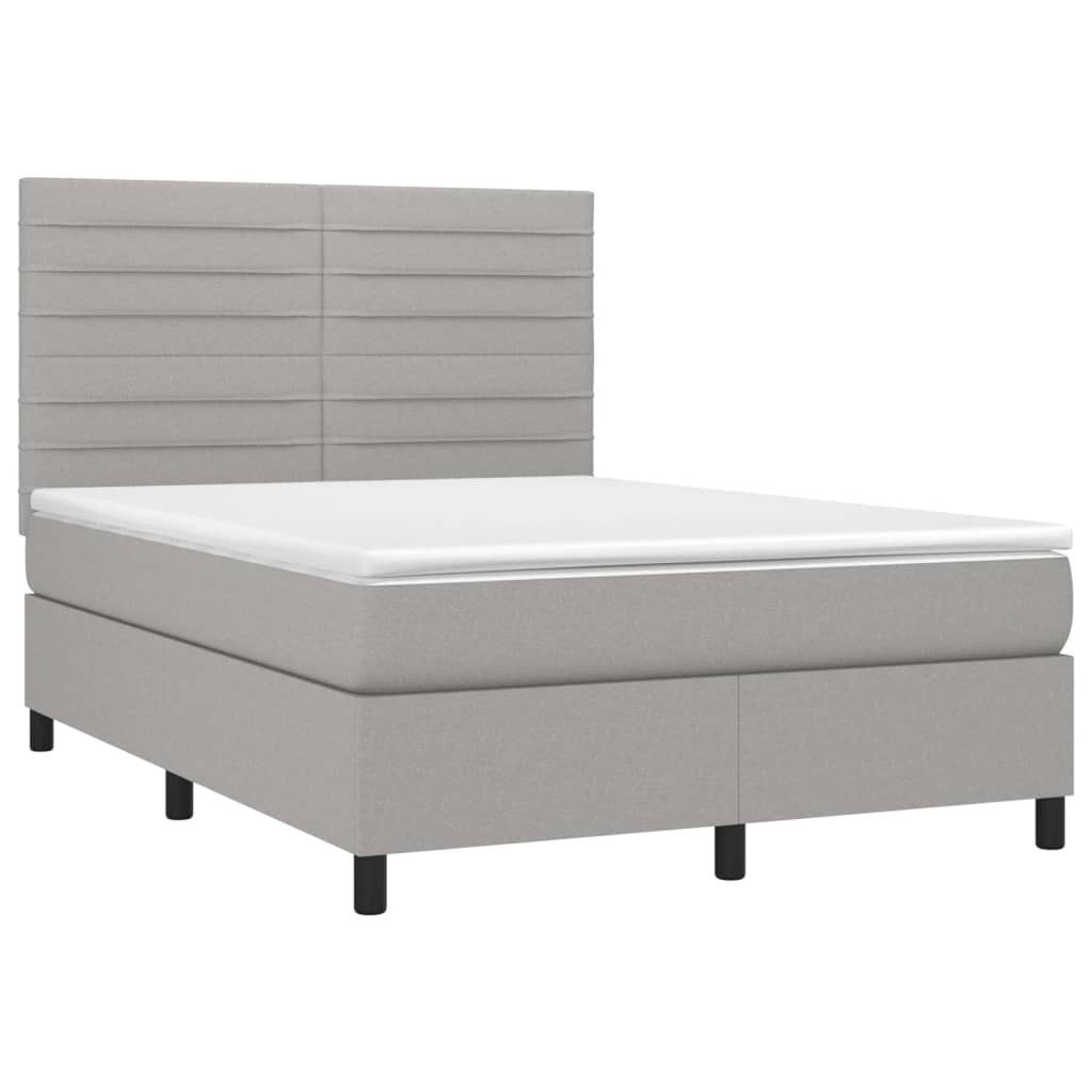 Bett Boxspringbett mit Matratze Hellgrau 140x200 cm Stoff